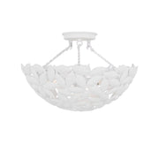 Kelan 16" 3-Light Semi Flush Mount, Textured White Finish