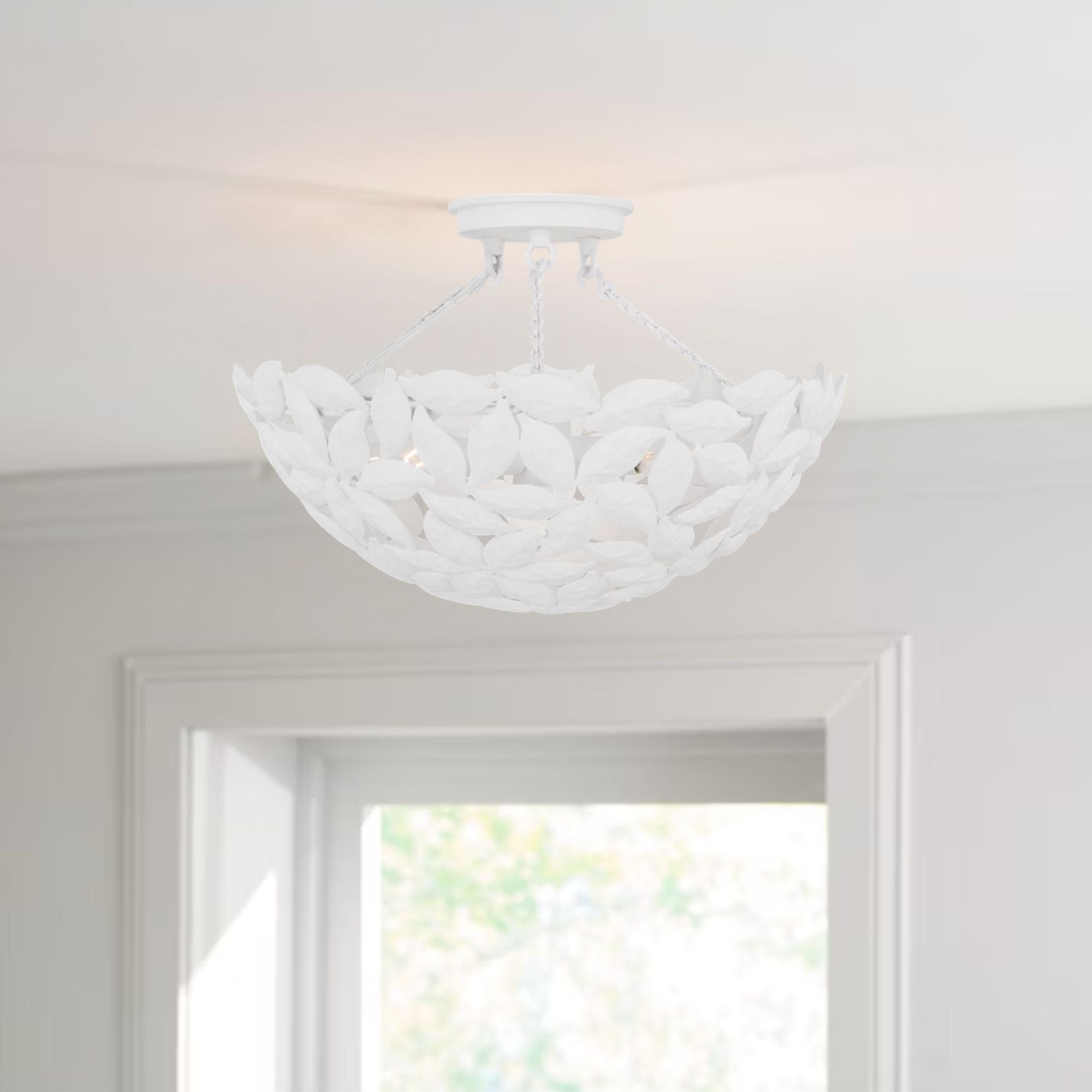 Kelan 16" 3-Light Semi Flush Mount, Textured White Finish