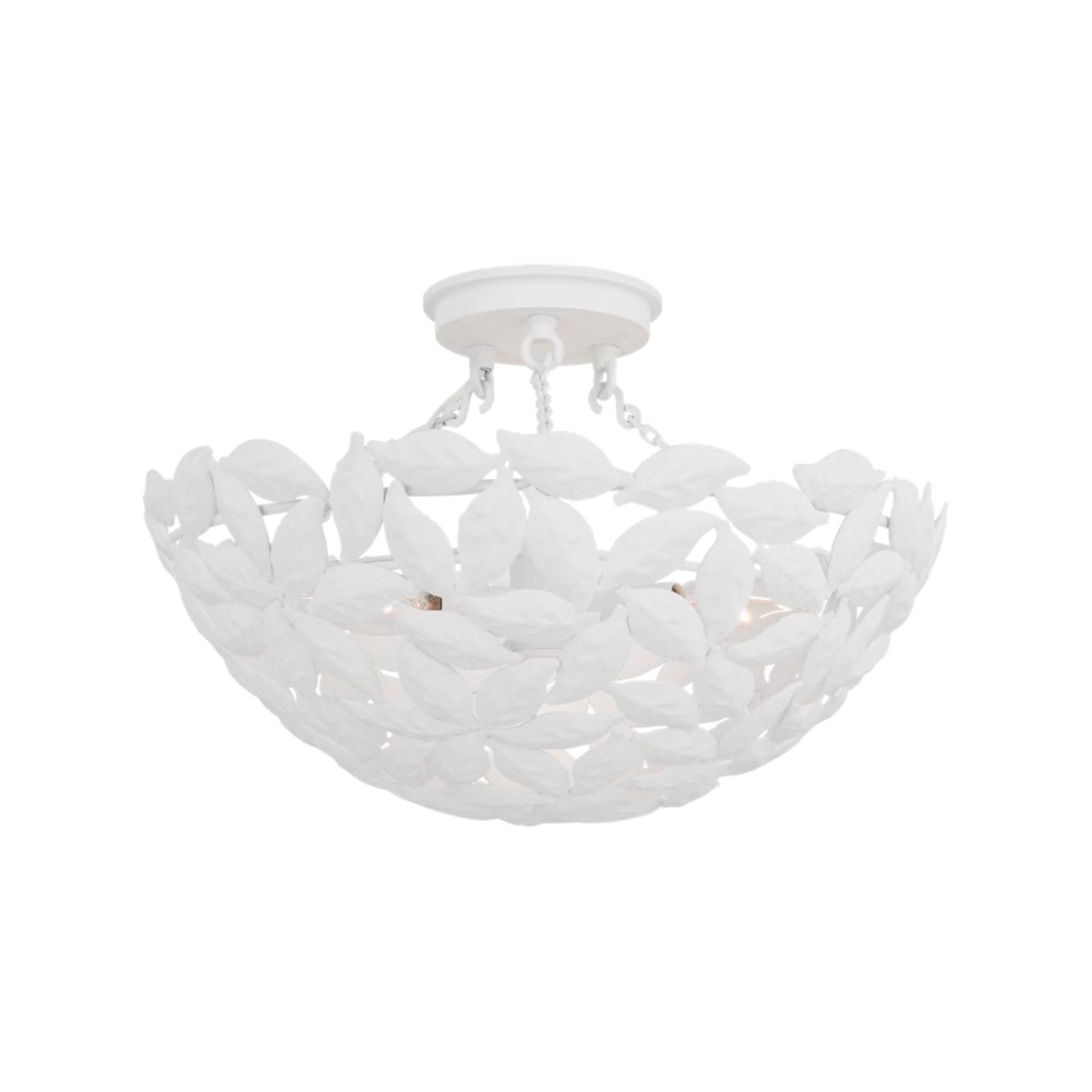 Kelan 16" 3-Light Semi Flush Mount, Textured White Finish