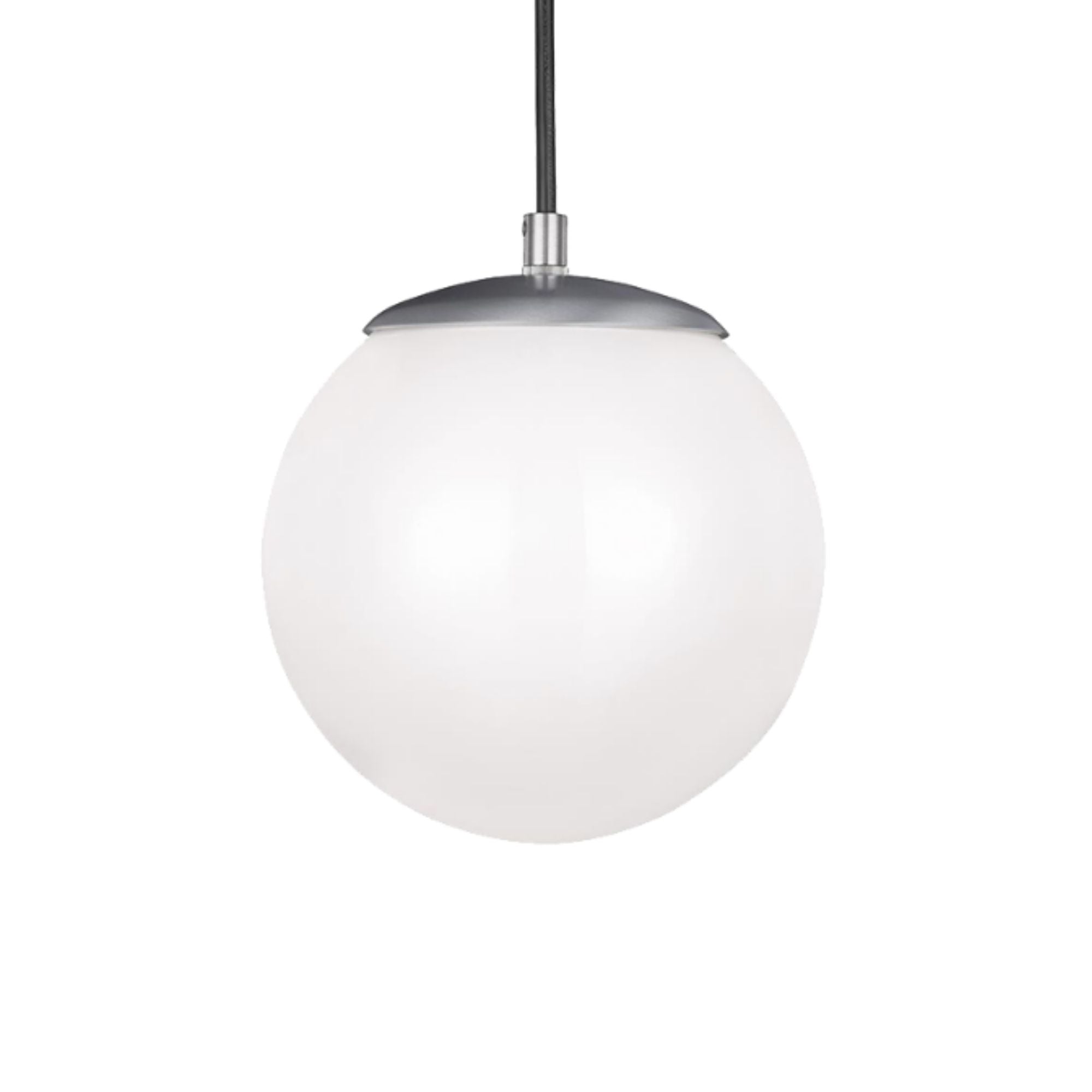 Leo Hanging Globe 8" Small Pendant, Satin Aluminum Finish