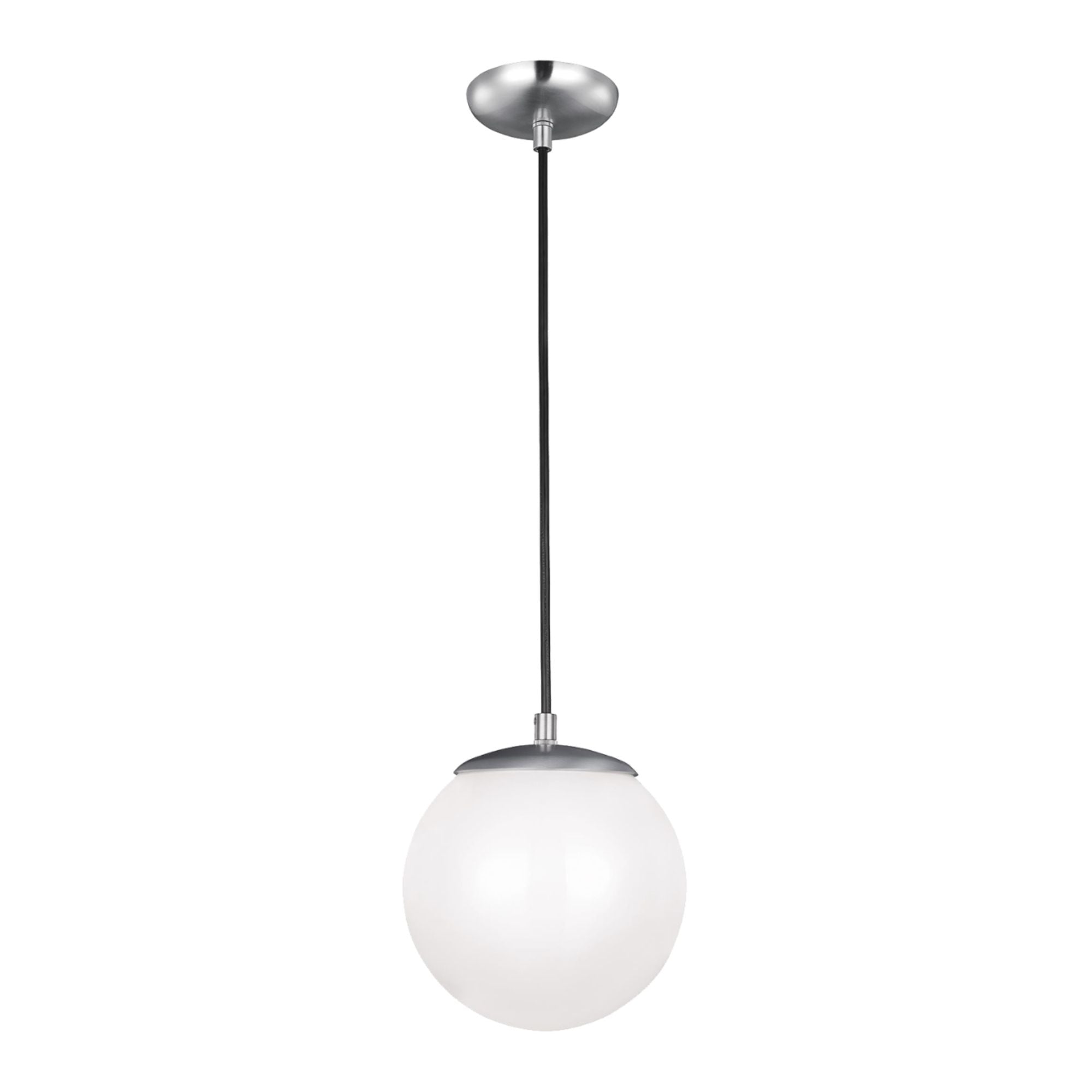 Leo Hanging Globe 8" Small Pendant, Satin Aluminum Finish
