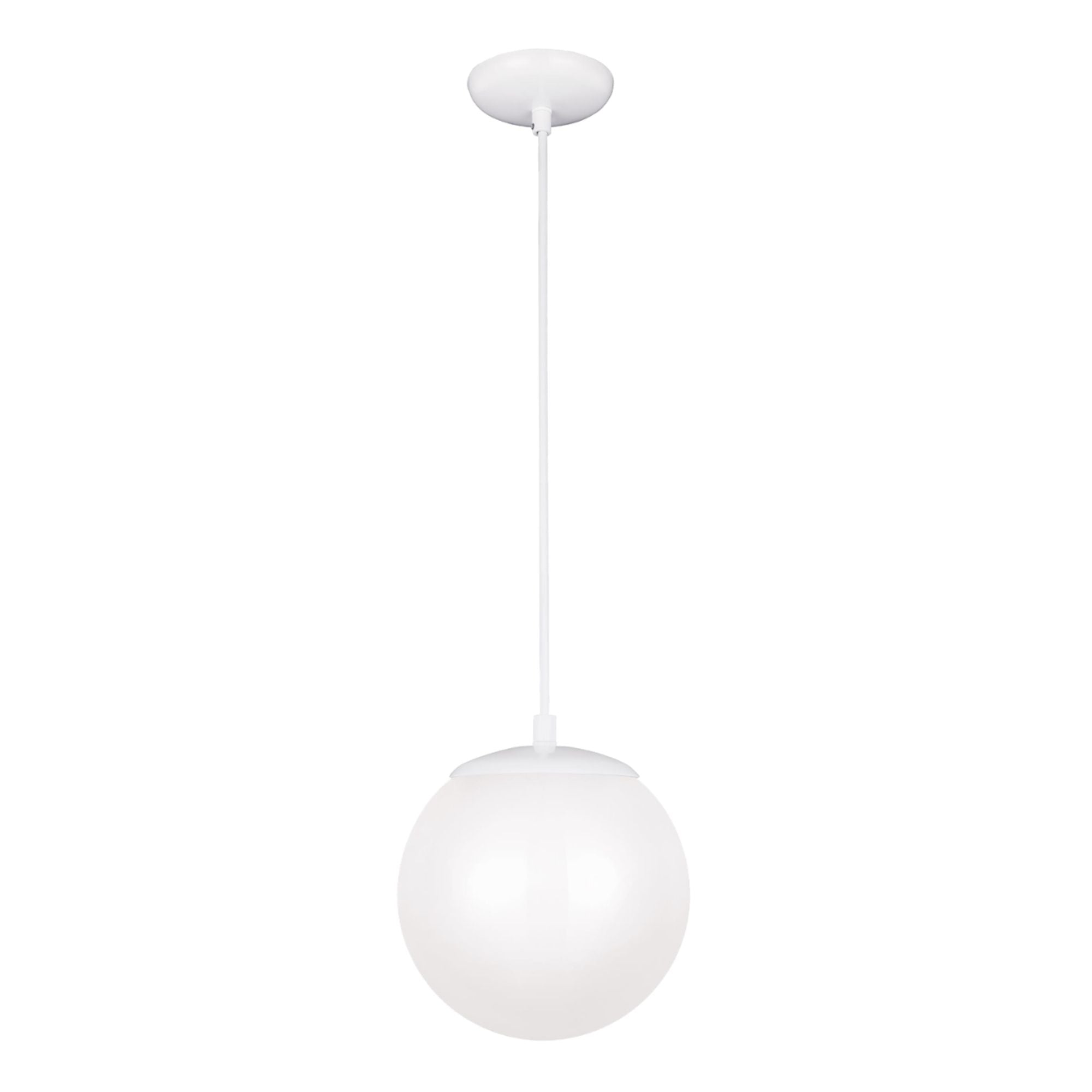 Leo Hanging Globe 8" Small Pendant, White Finish