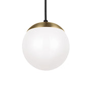Leo Hanging Globe 8" Small Pendant, Satin Brass Finish