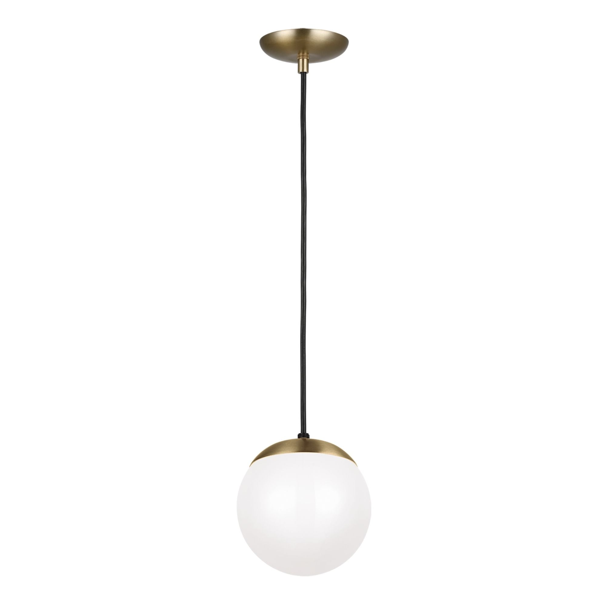 Leo Hanging Globe 8" Small Pendant, Satin Brass Finish