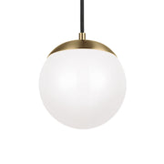 Visual Comfort Studio Leo Hanging Globe 8" Integrated LED Small Pendant, Satin Brass Finish