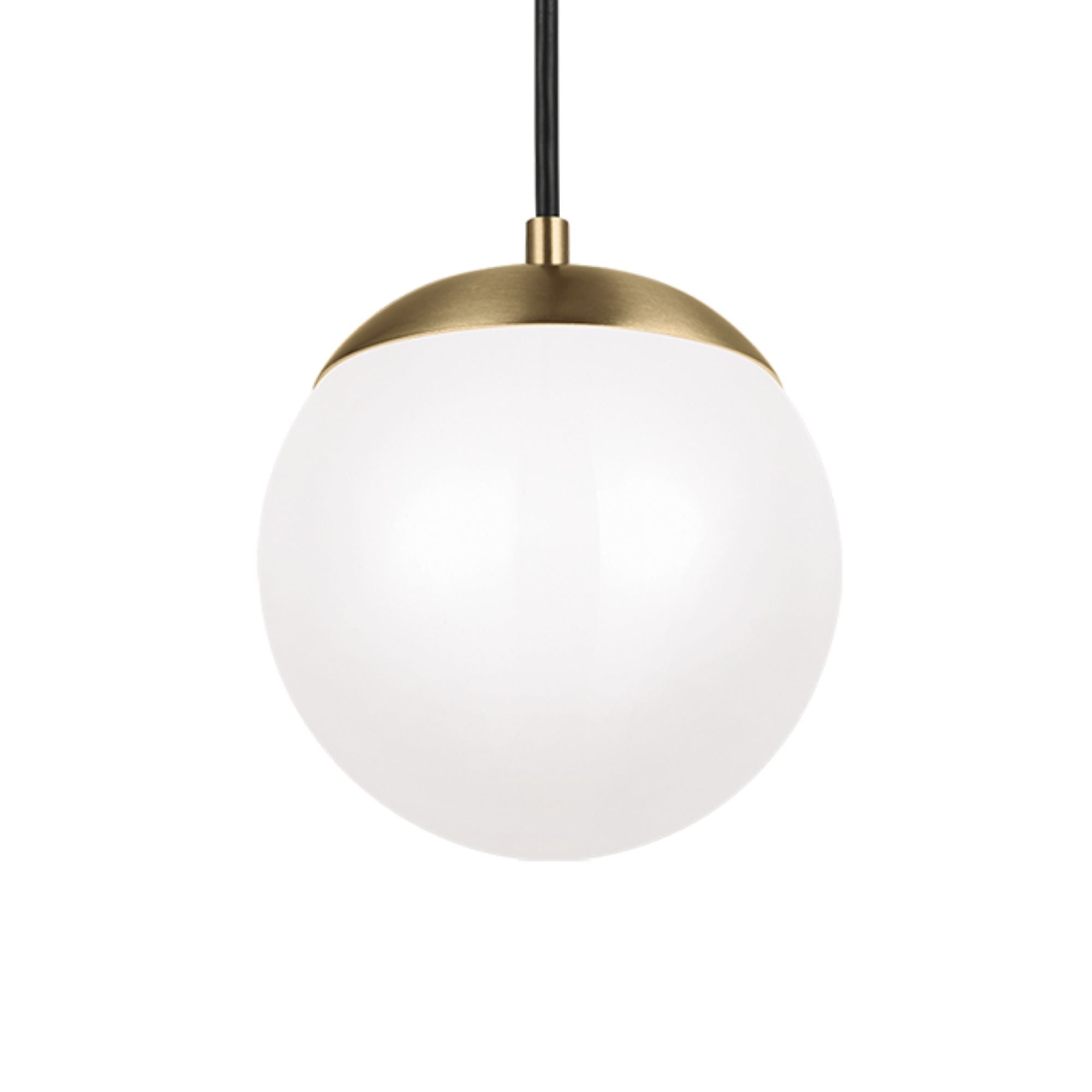 Leo Hanging Globe 8" Integrated LED Small Pendant, Satin Brass Finish