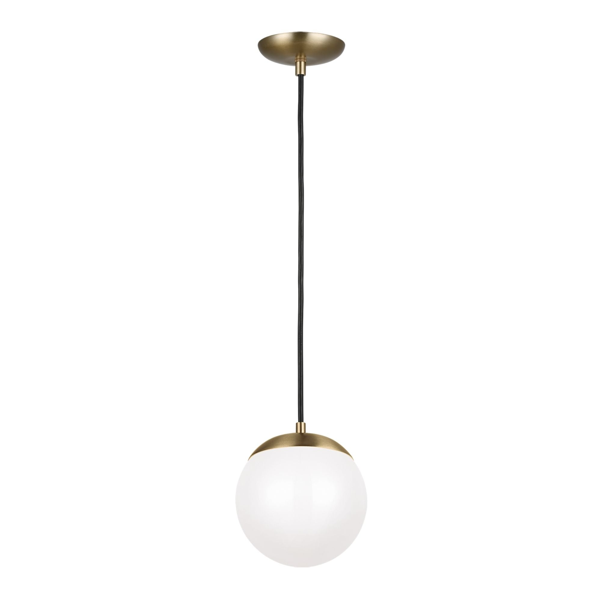 Leo Hanging Globe 8" Integrated LED Small Pendant, Satin Brass Finish