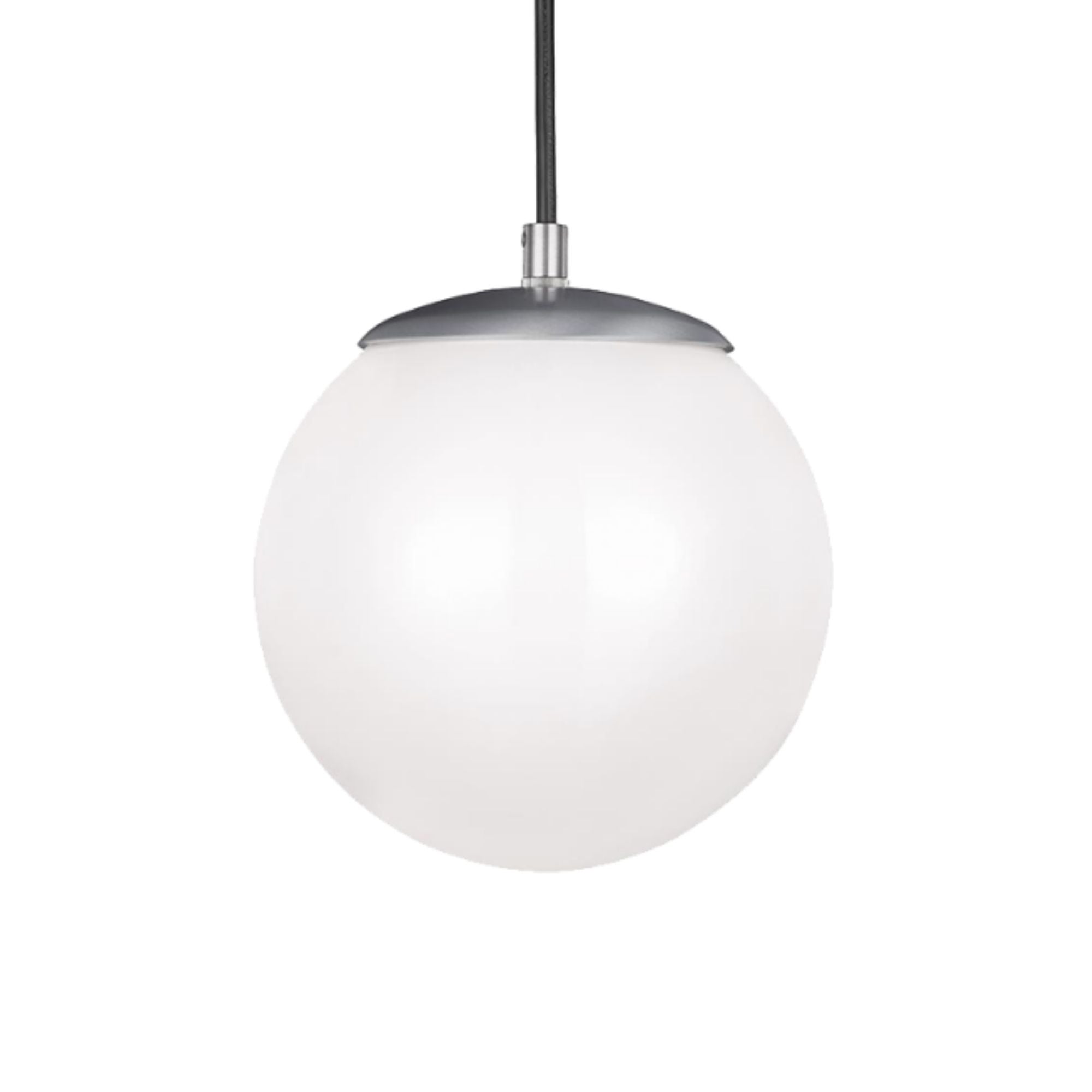 Leo Hanging Globe 8" LED Small Pendant, Satin Aluminum Finish