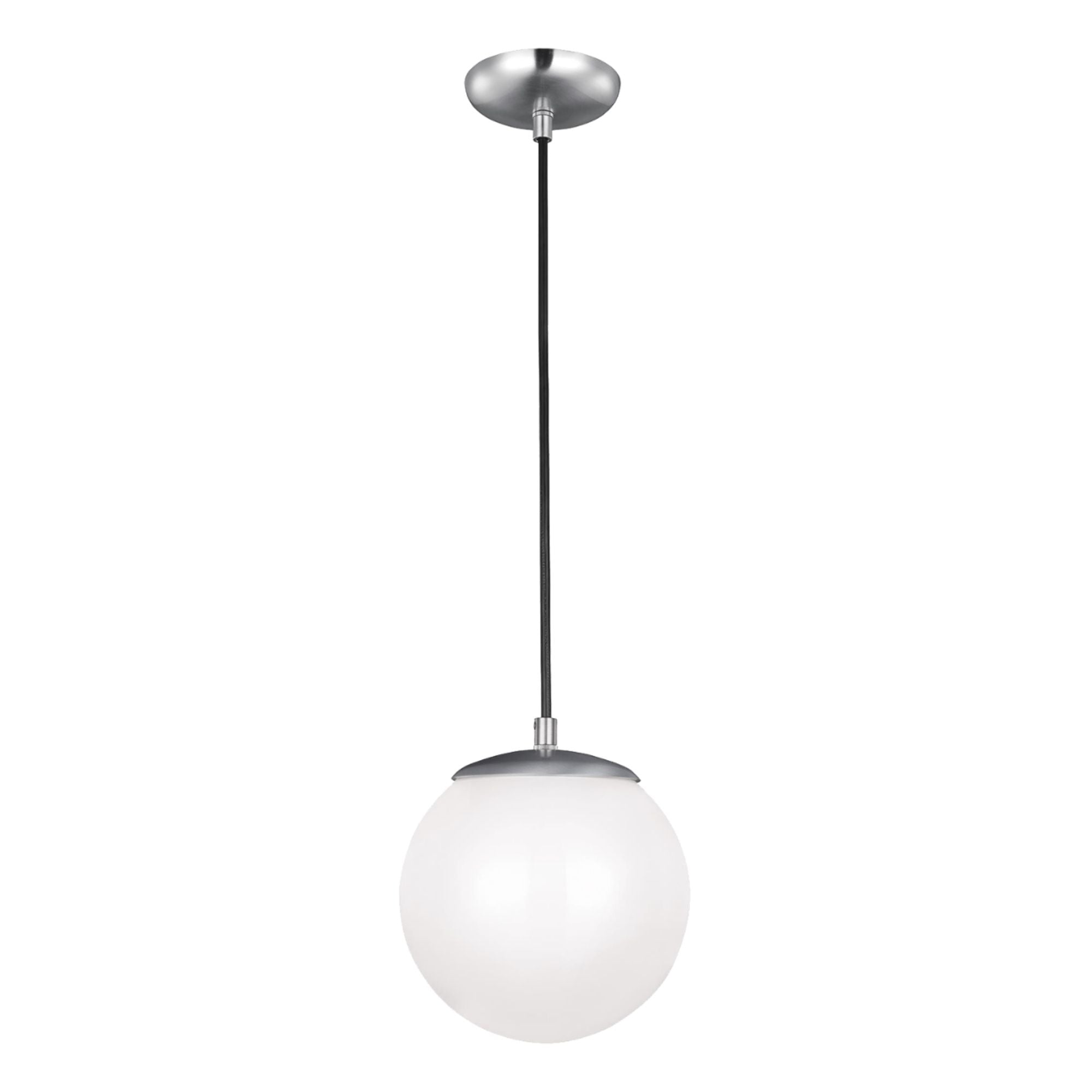 Leo Hanging Globe 8" LED Small Pendant, Satin Aluminum Finish