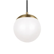 Leo Hanging Globe 8" LED Small Pendant, Satin Brass Finish