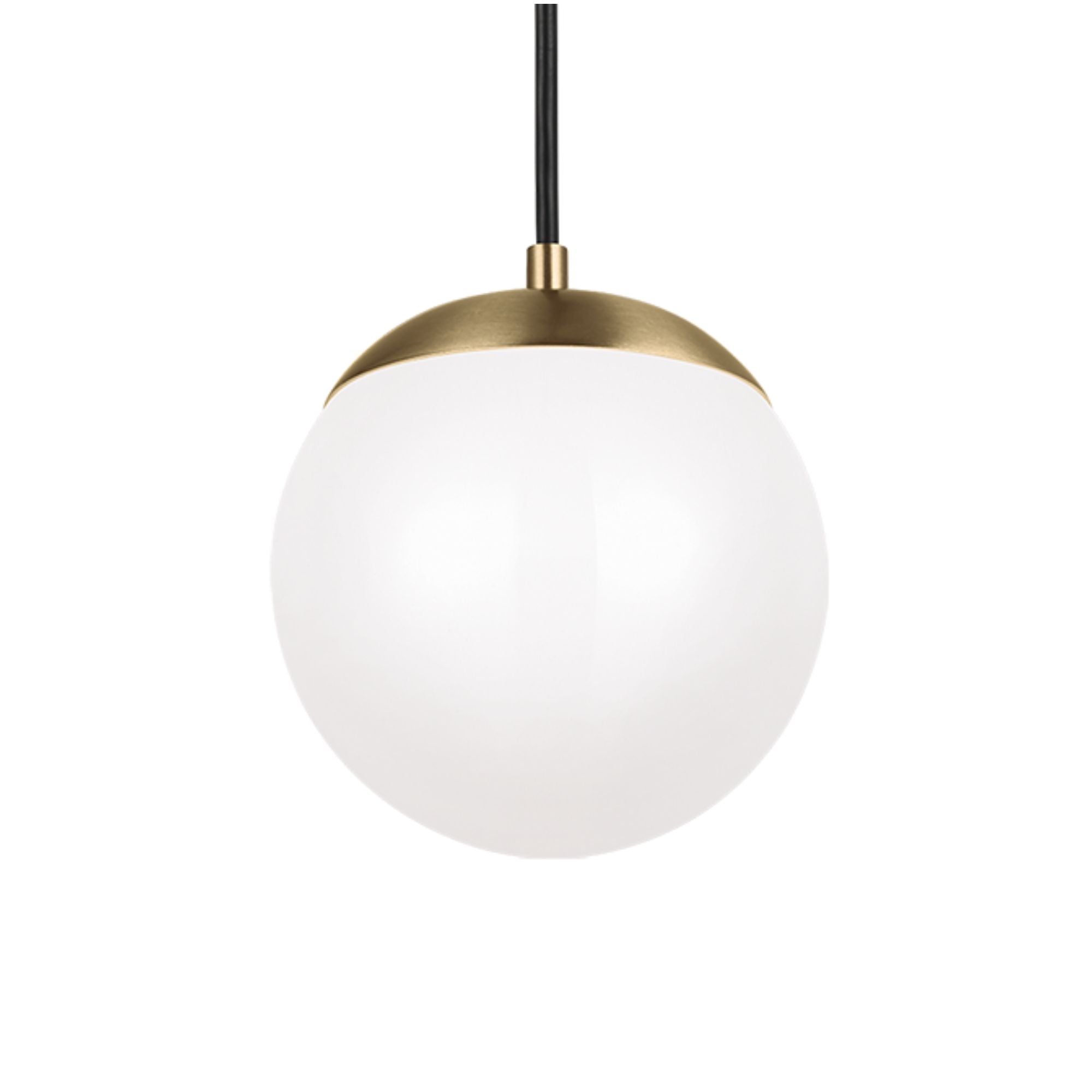 Leo Hanging Globe 8" LED Small Pendant, Satin Brass Finish