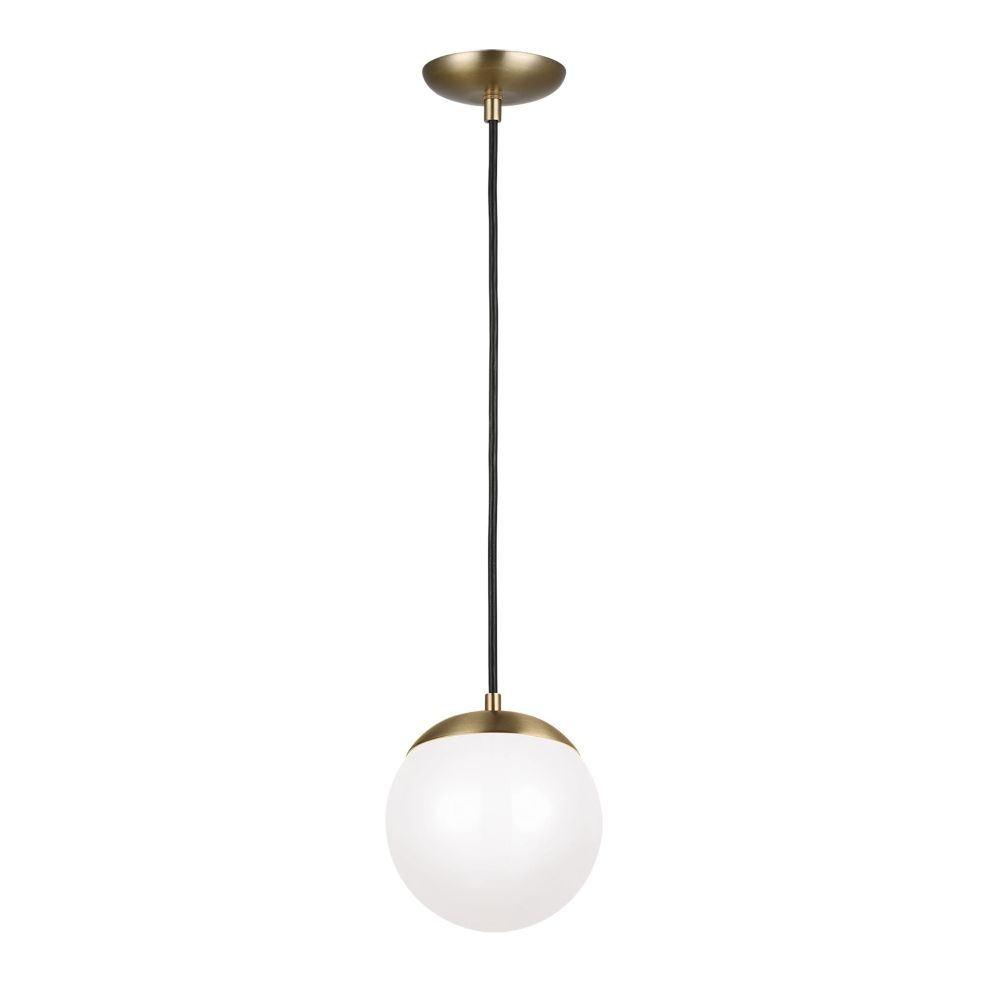 Leo Hanging Globe 8" LED Small Pendant, Satin Brass Finish