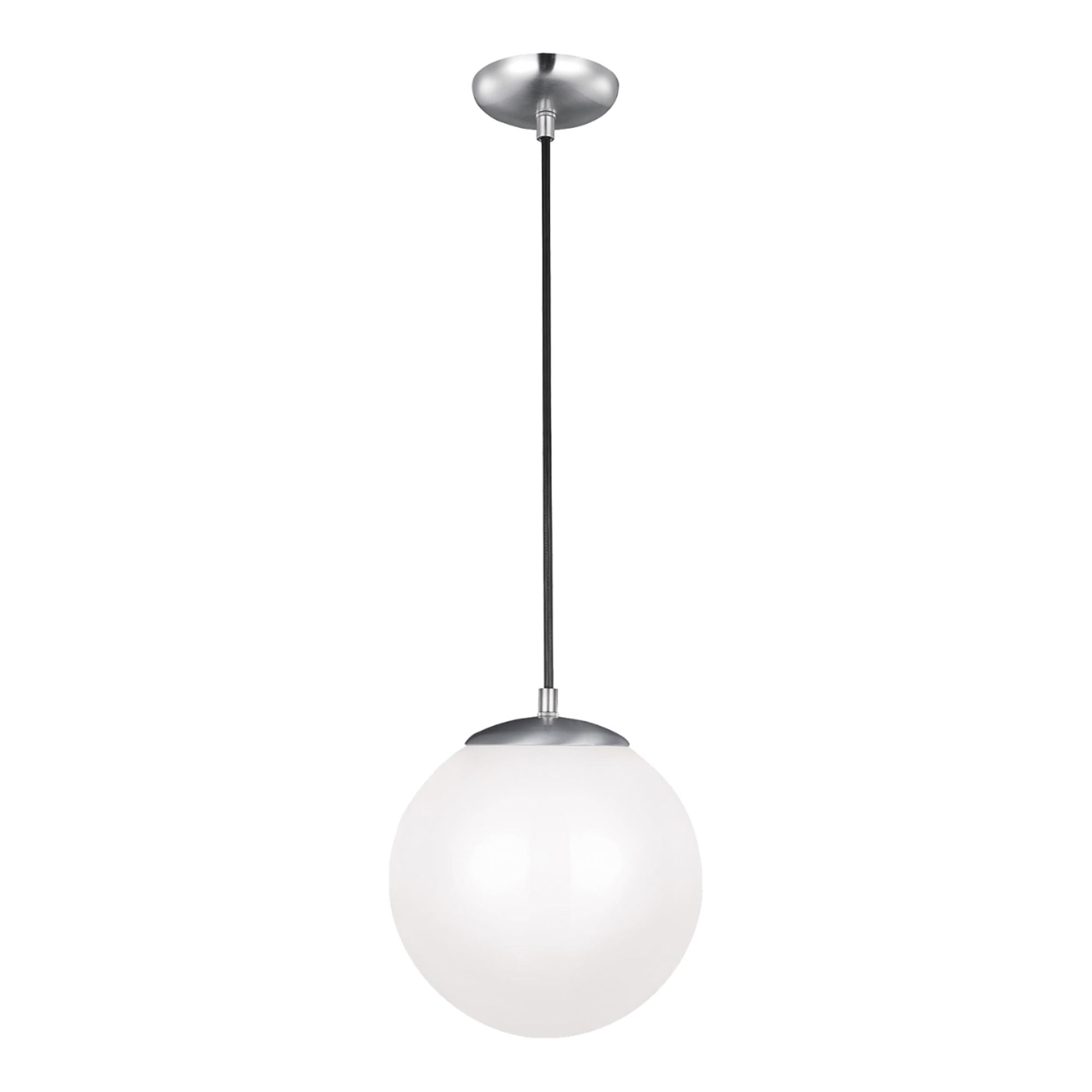 Leo Hanging Globe 10" Medium Pendant, Satin Aluminum Finish