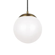 Leo Hanging Globe 10" Integrated LED Medium Pendant, Satin Brass Finish