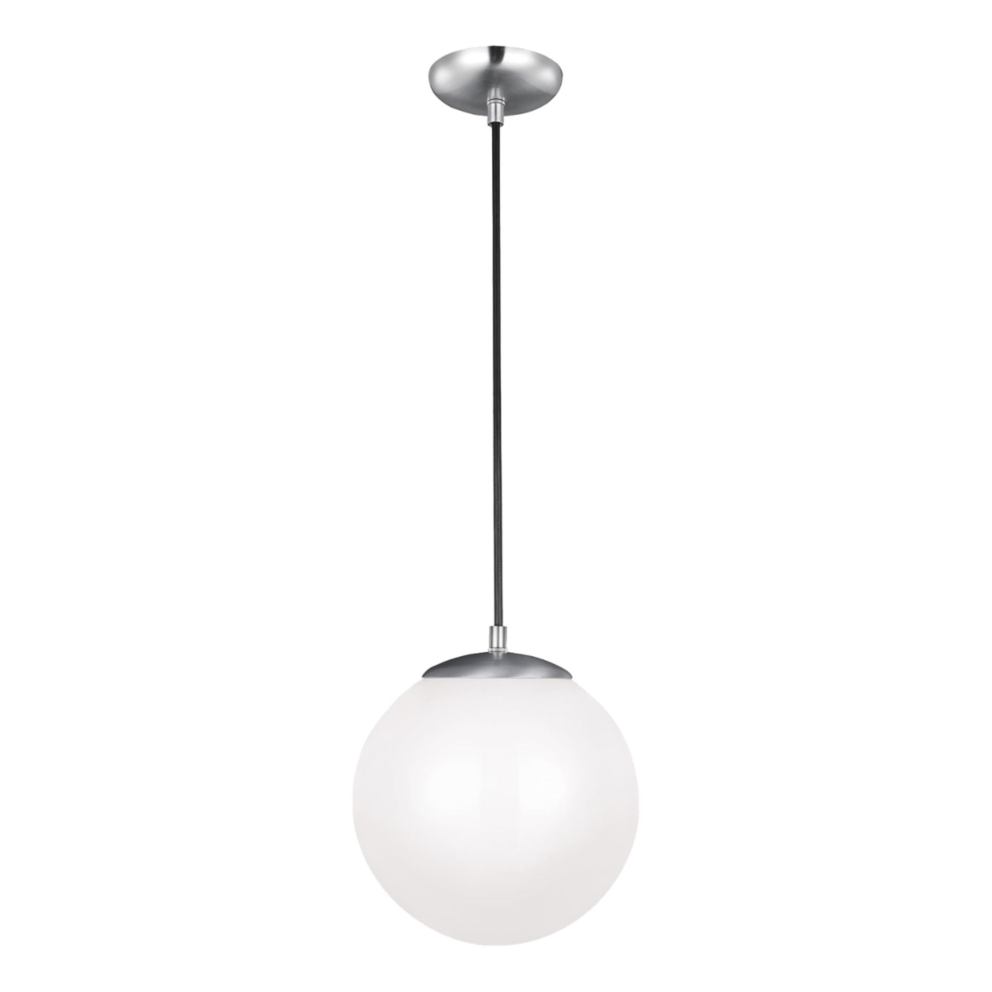 Leo Hanging Globe 10" LED Medium Pendant, Satin Aluminum Finish