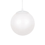Leo Hanging Globe 10" LED Medium Pendant, White Finish