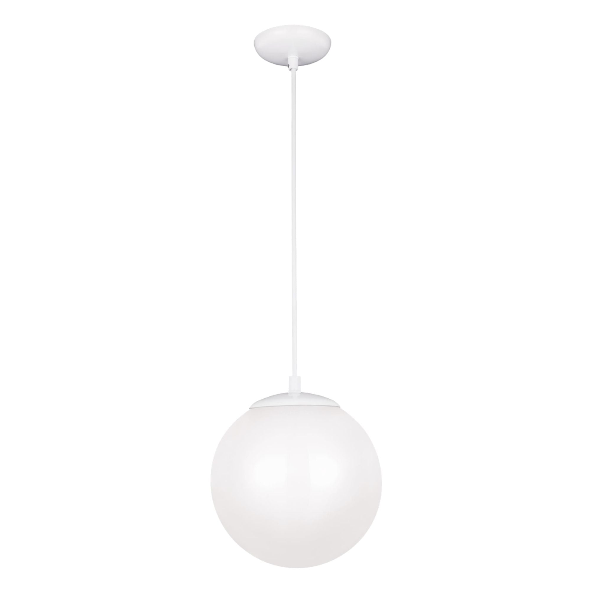 Leo Hanging Globe 10" LED Medium Pendant, White Finish