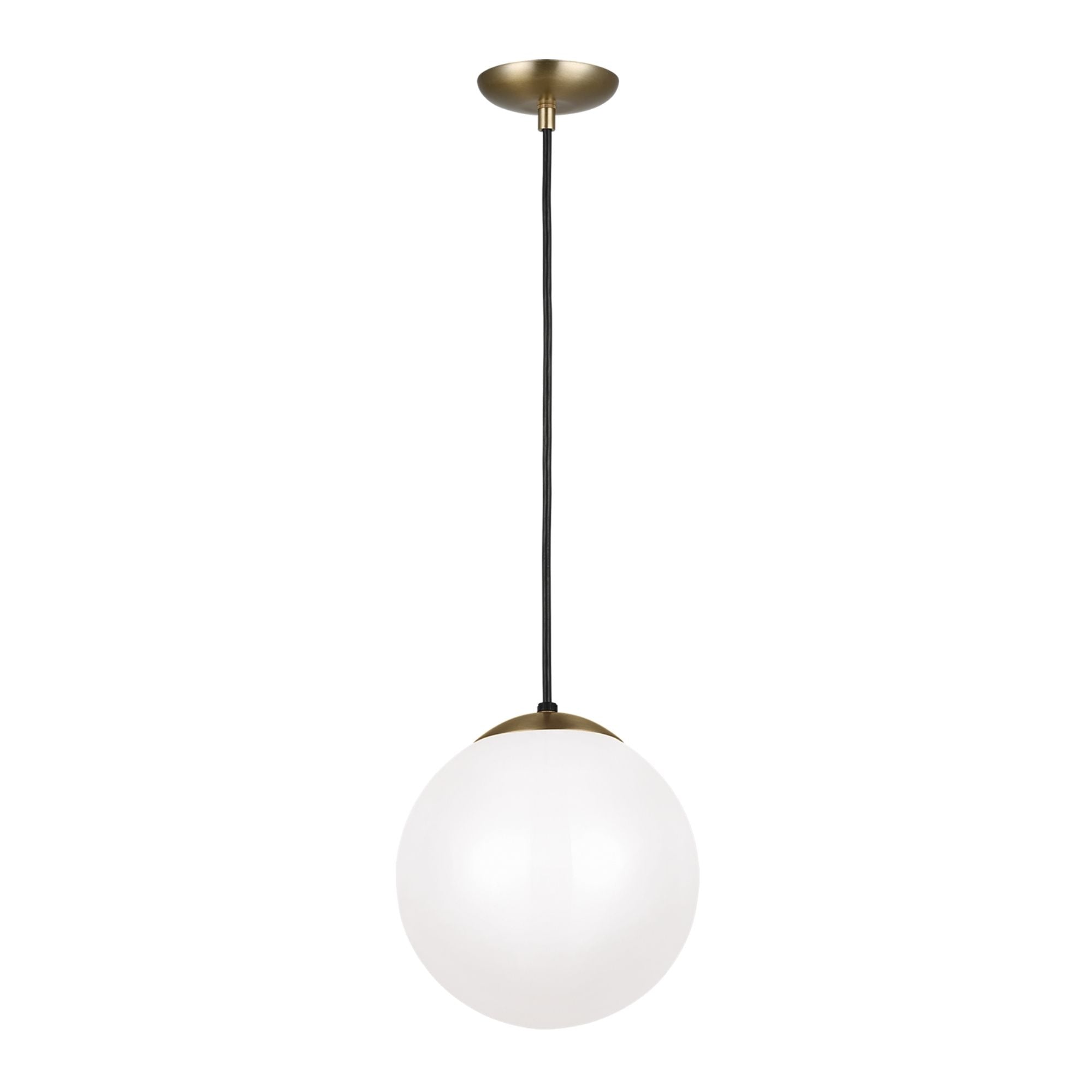 Leo Hanging Globe 10" LED Medium Pendant, Satin Brass Finish
