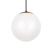 Leo Hanging Globe 12" Integrated LED Large Pendant, Satin Brass Finish