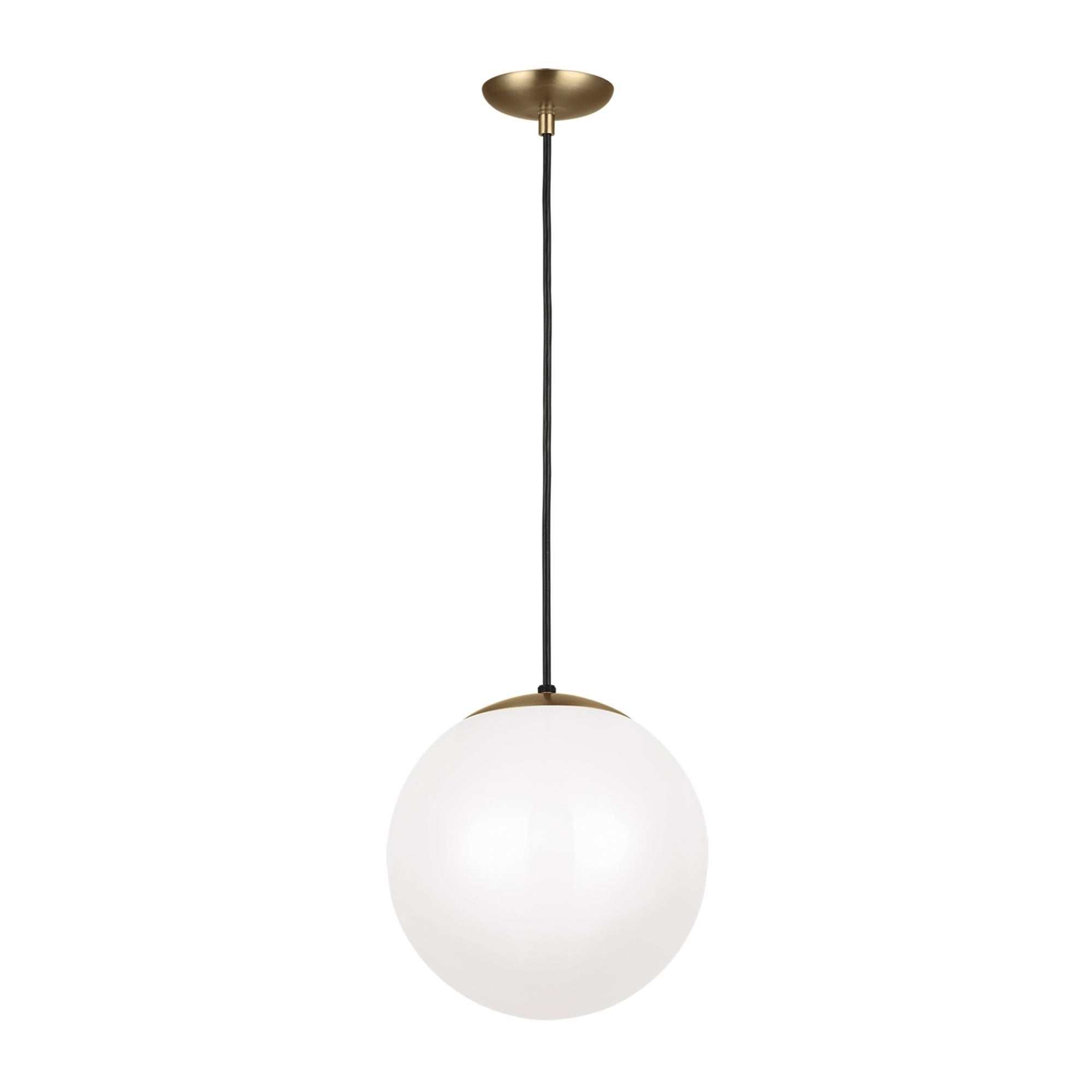 Leo Hanging Globe 12" LED Large Pendant, Satin Brass Finish
