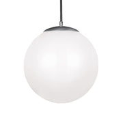 Leo Hanging Globe 14" X-Large Pendant, Satin Aluminum Finish