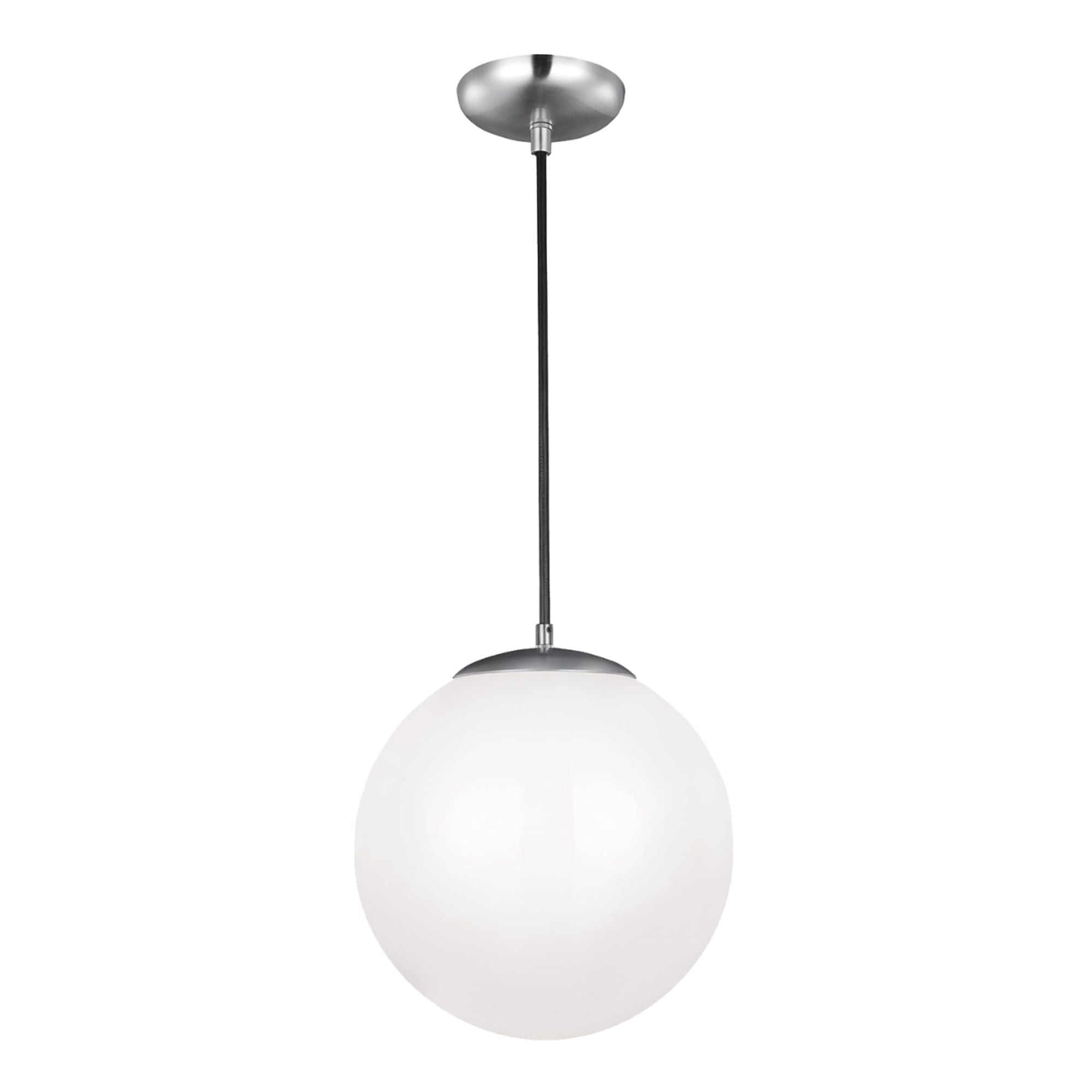 Leo Hanging Globe 14" X-Large Pendant, Satin Aluminum Finish