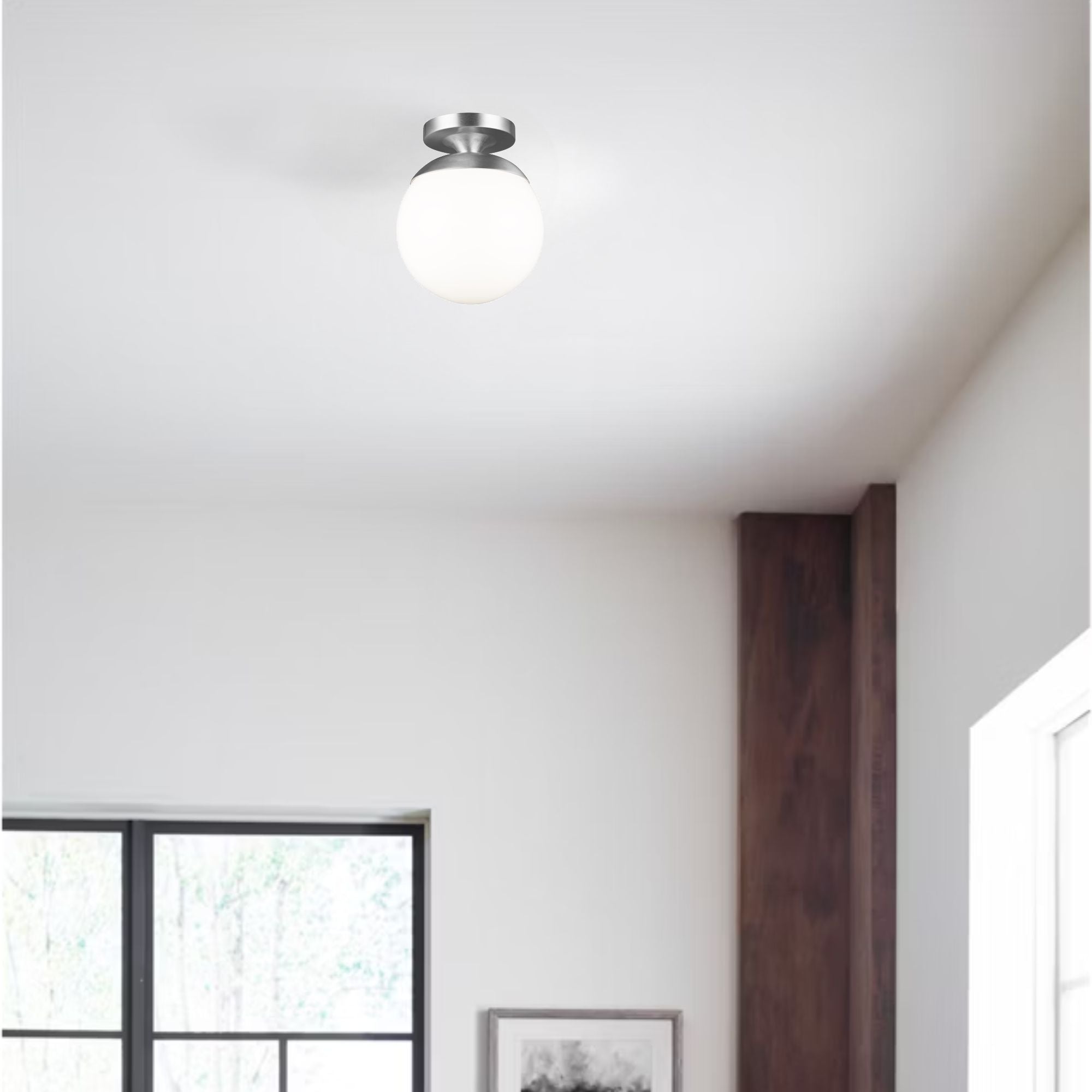 Leo Hanging Globe 10" Wall/Ceiling Semi-Flush Mount, Satin Aluminum Finish