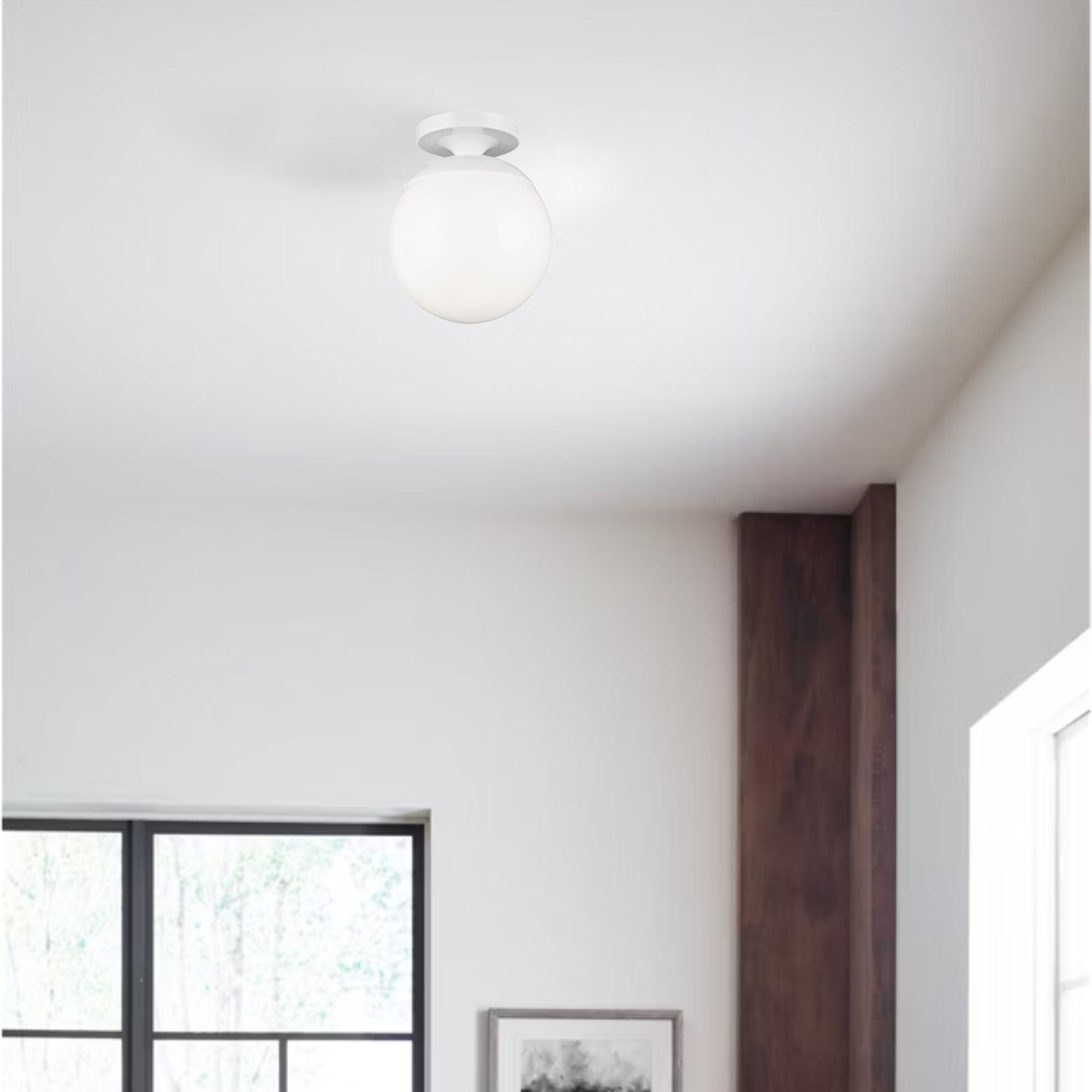 Leo Hanging Globe 10" Wall/Ceiling Semi-Flush Mount, White Finish