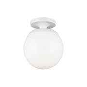 Leo Hanging Globe 10" LED Wall/Ceiling Semi-Flush Mount, White Finish