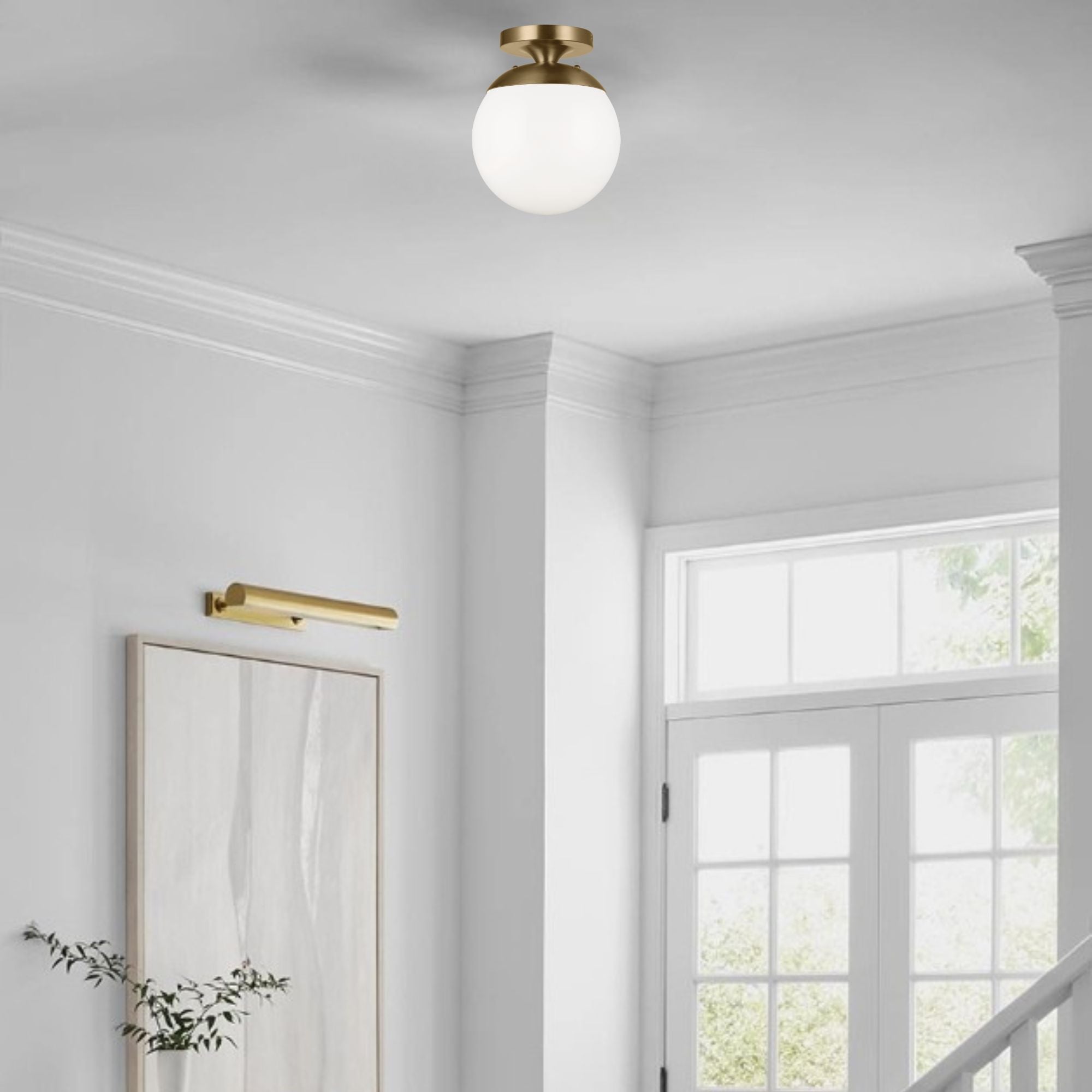 Leo Hanging Globe 10" LED Wall/Ceiling Semi-Flush Mount, Satin Brass Finish