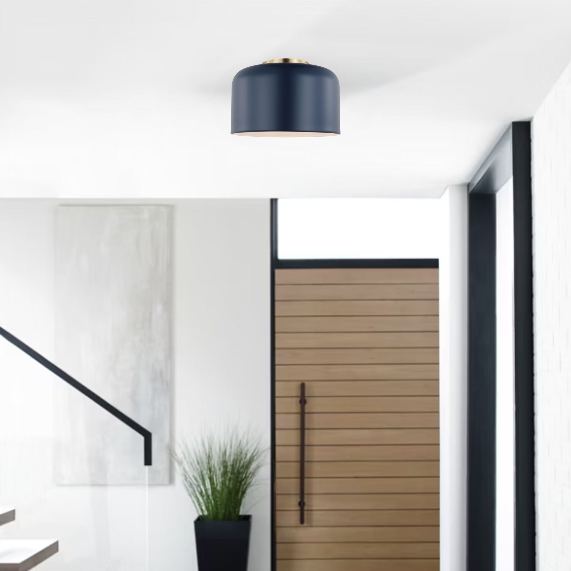 Malone 11" Small Flush Mount, Navy Finish