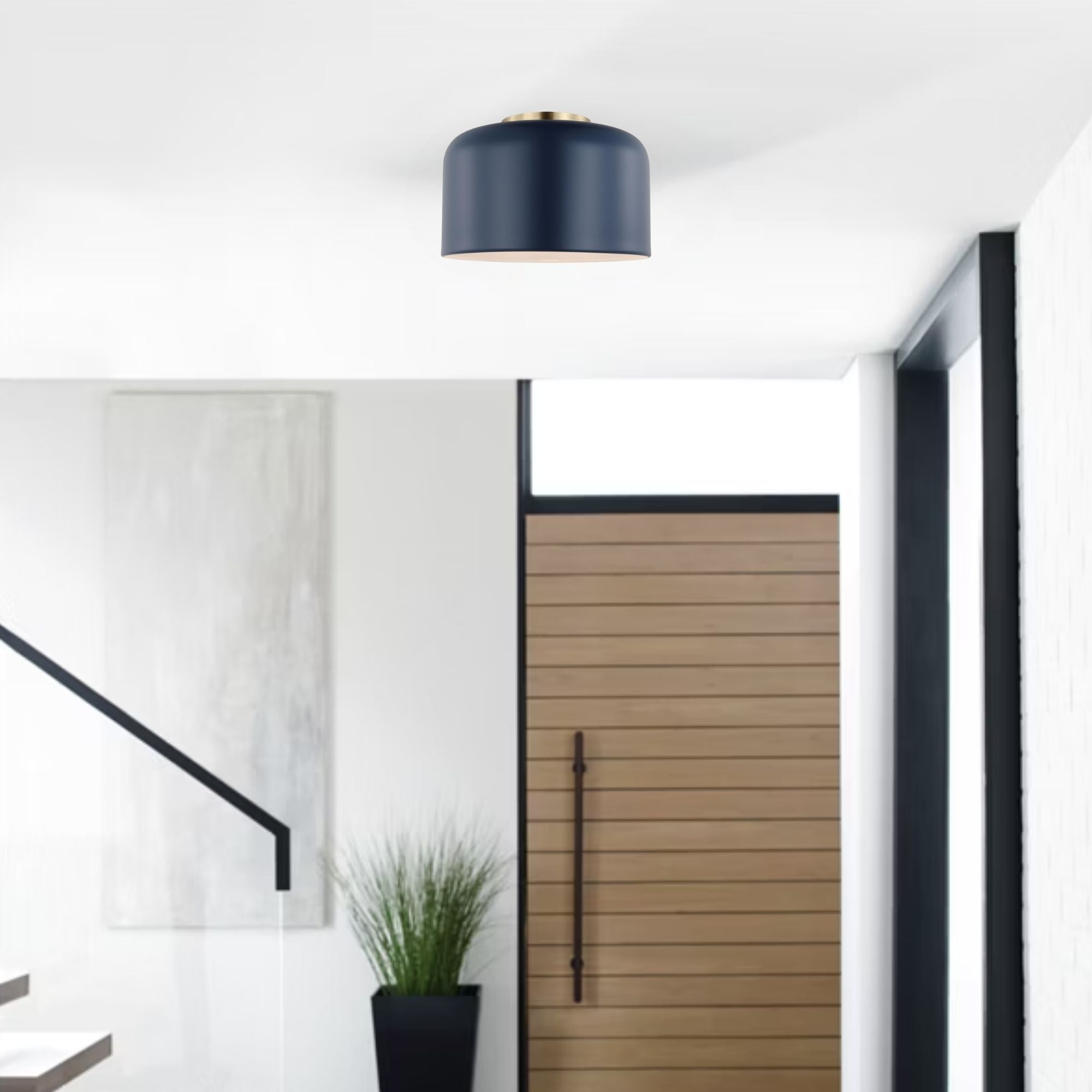 Malone 11" LED Small Flush Mount, Navy Finish