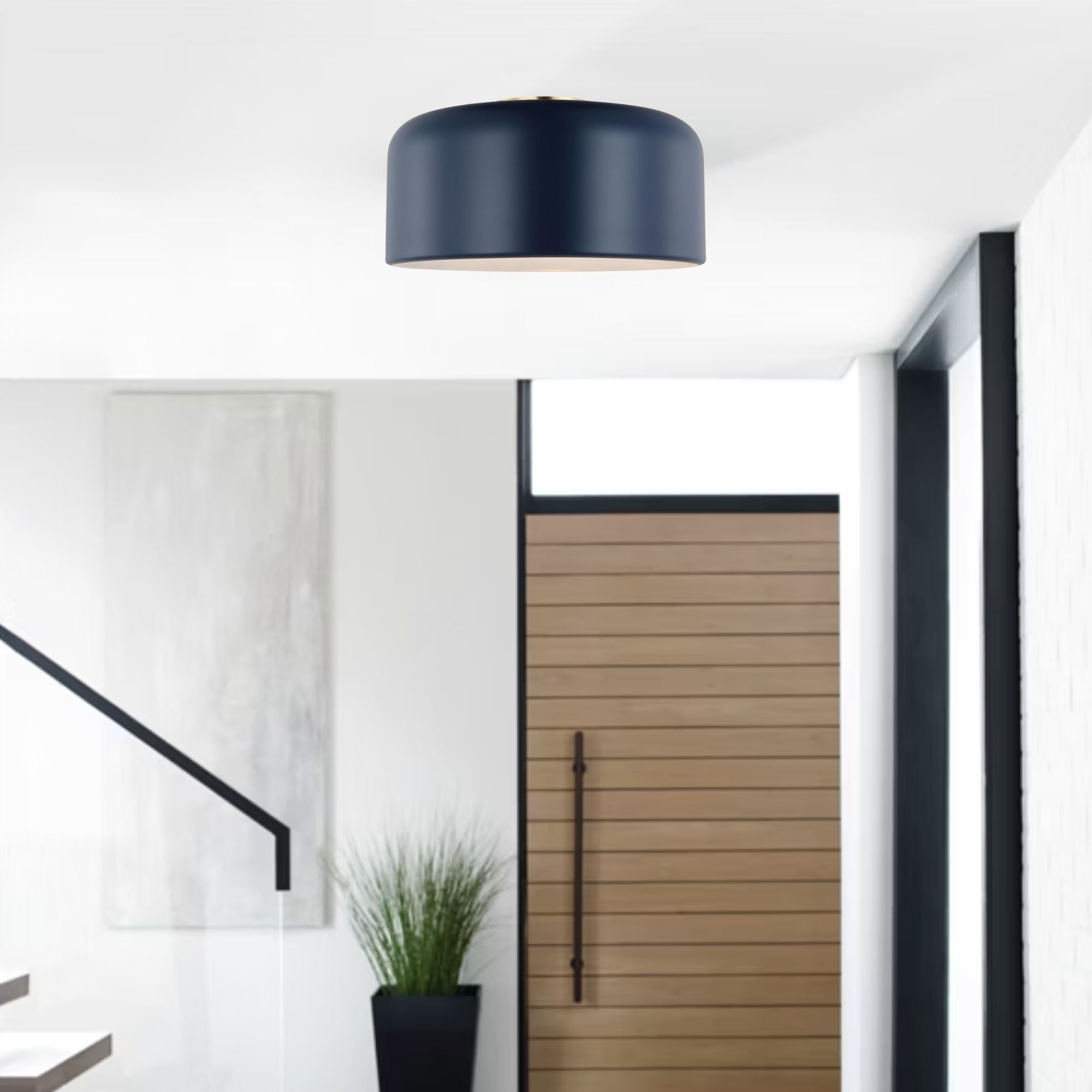 Malone 14" LED Medium Flush Mount, Navy Finish