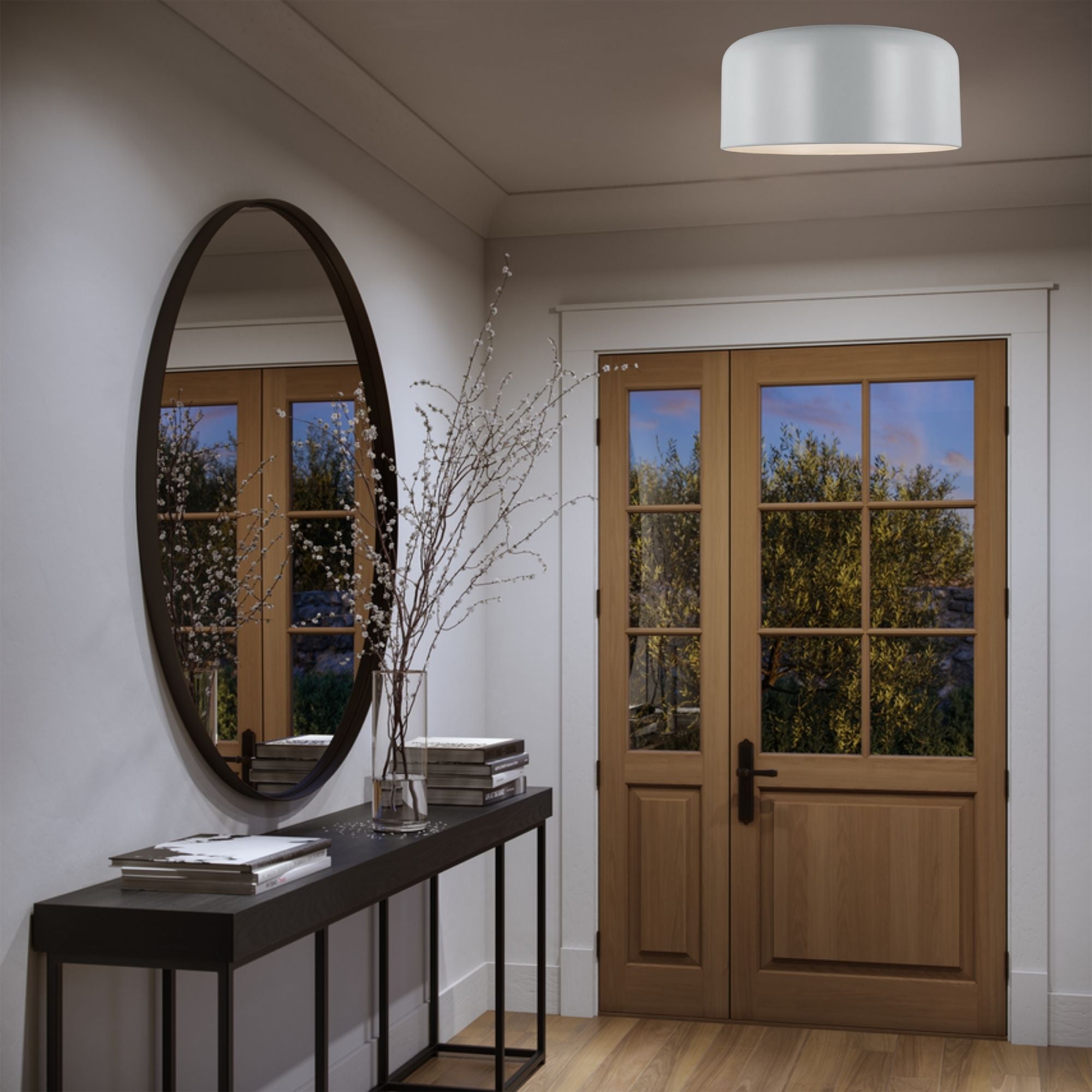 Malone 16" Large Flush Mount, Matte Grey Finish