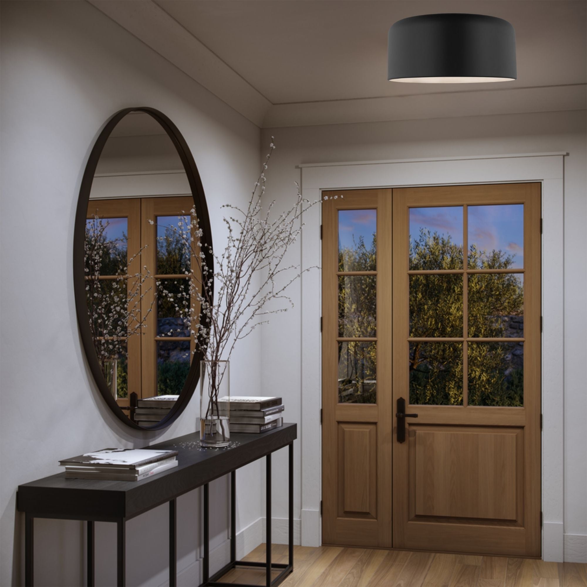 Malone 16" LED Large Flush Mount, Midnight Black Finish
