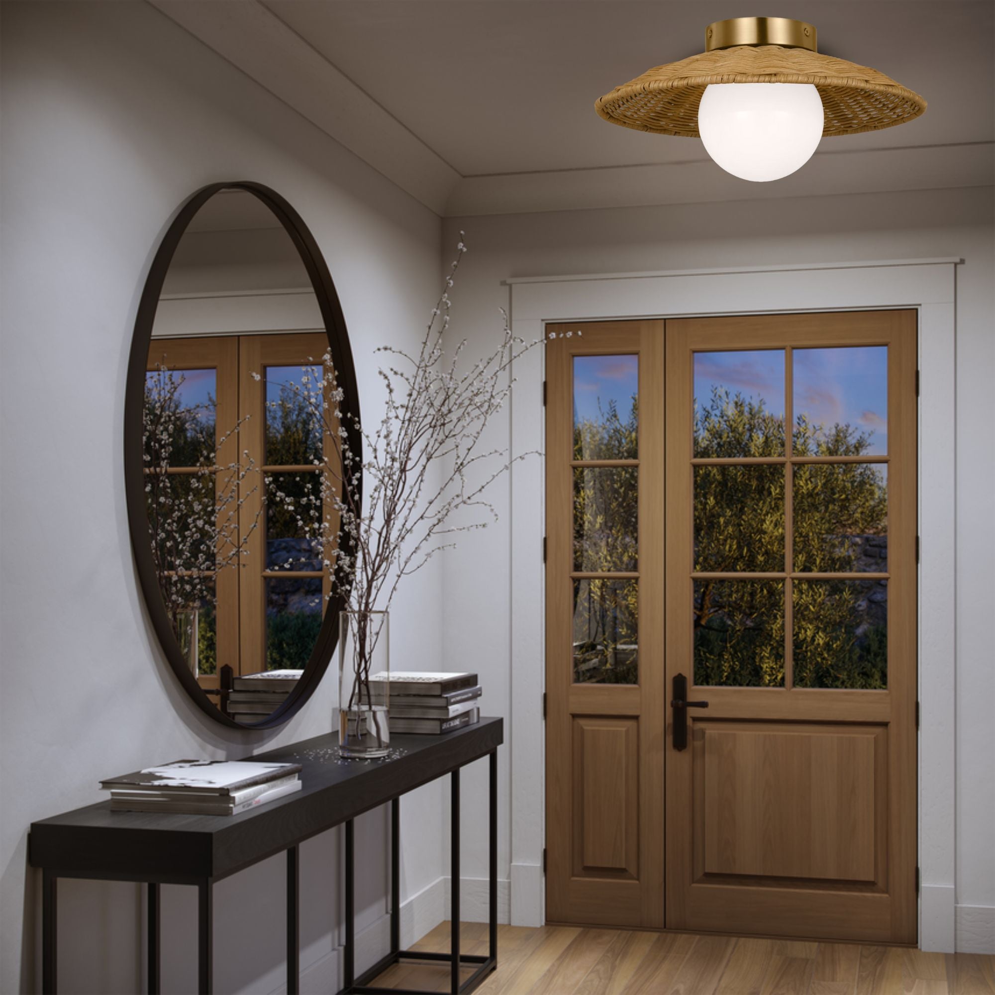Mari 13" Flush Mount, Burnished Brass Finish