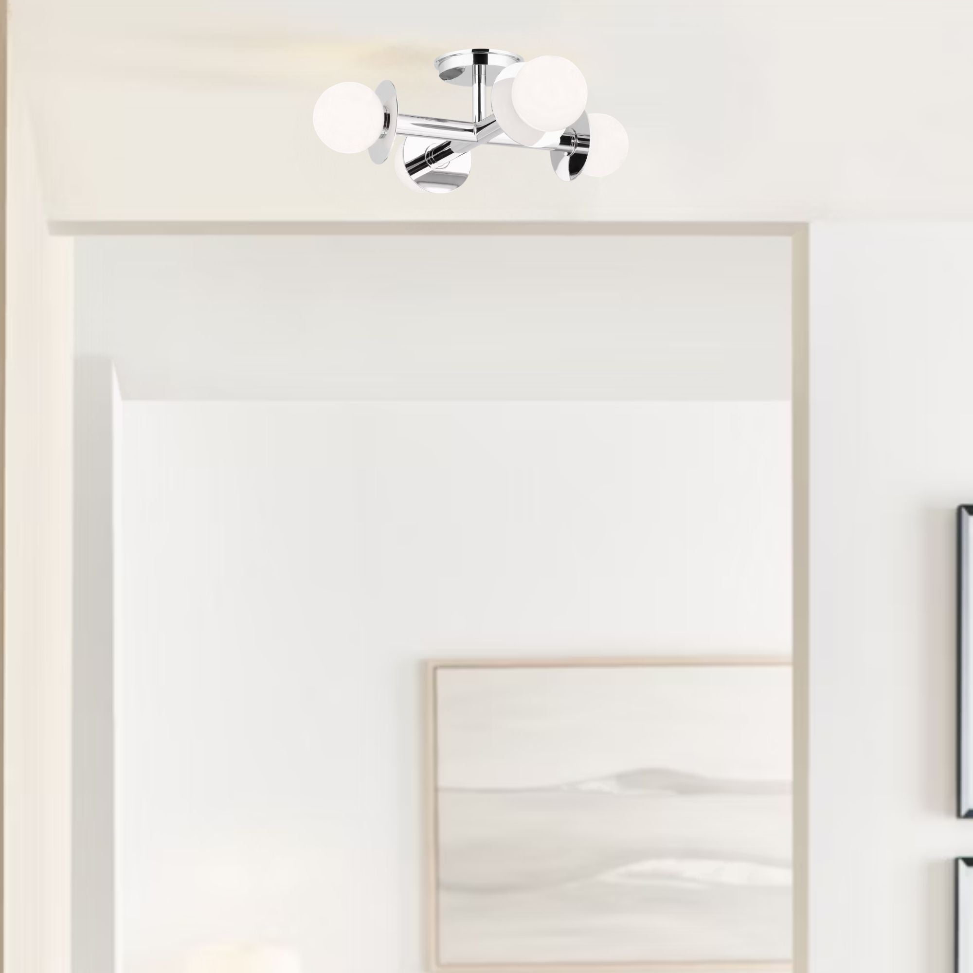 Nodes 18" 4-Light Flush Mount, Polished Nickel Finish