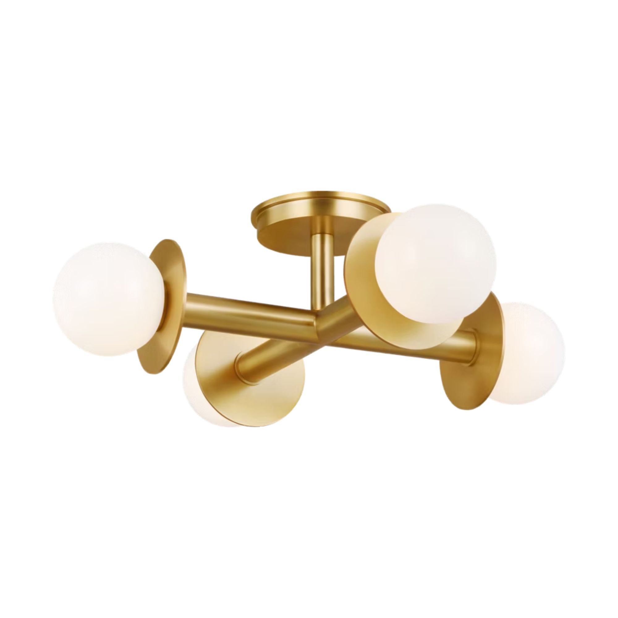 Nodes 18" 4-Light Semi Flush Mount, Burnished Brass Finish