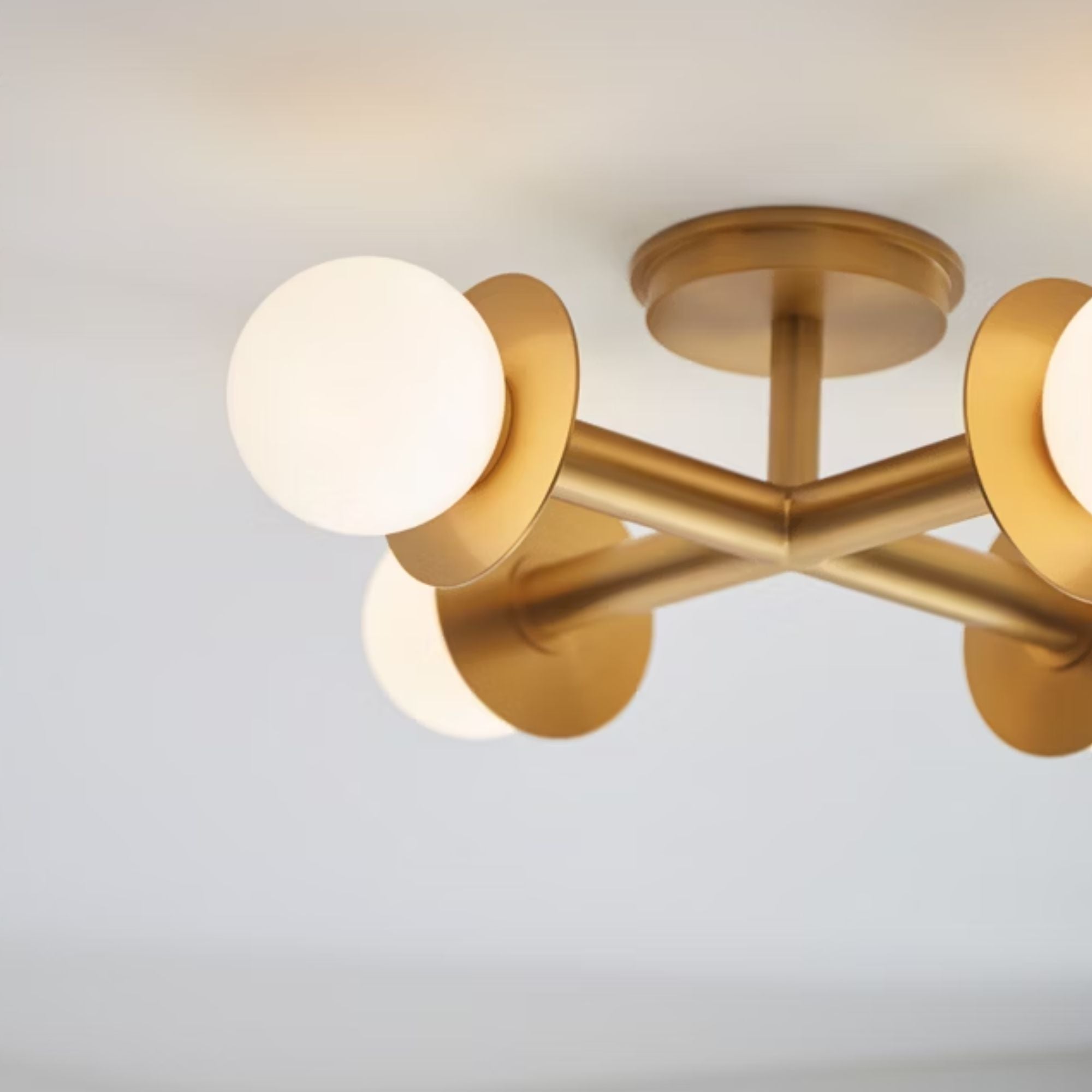 Nodes 18" 4-Light Semi Flush Mount, Burnished Brass Finish