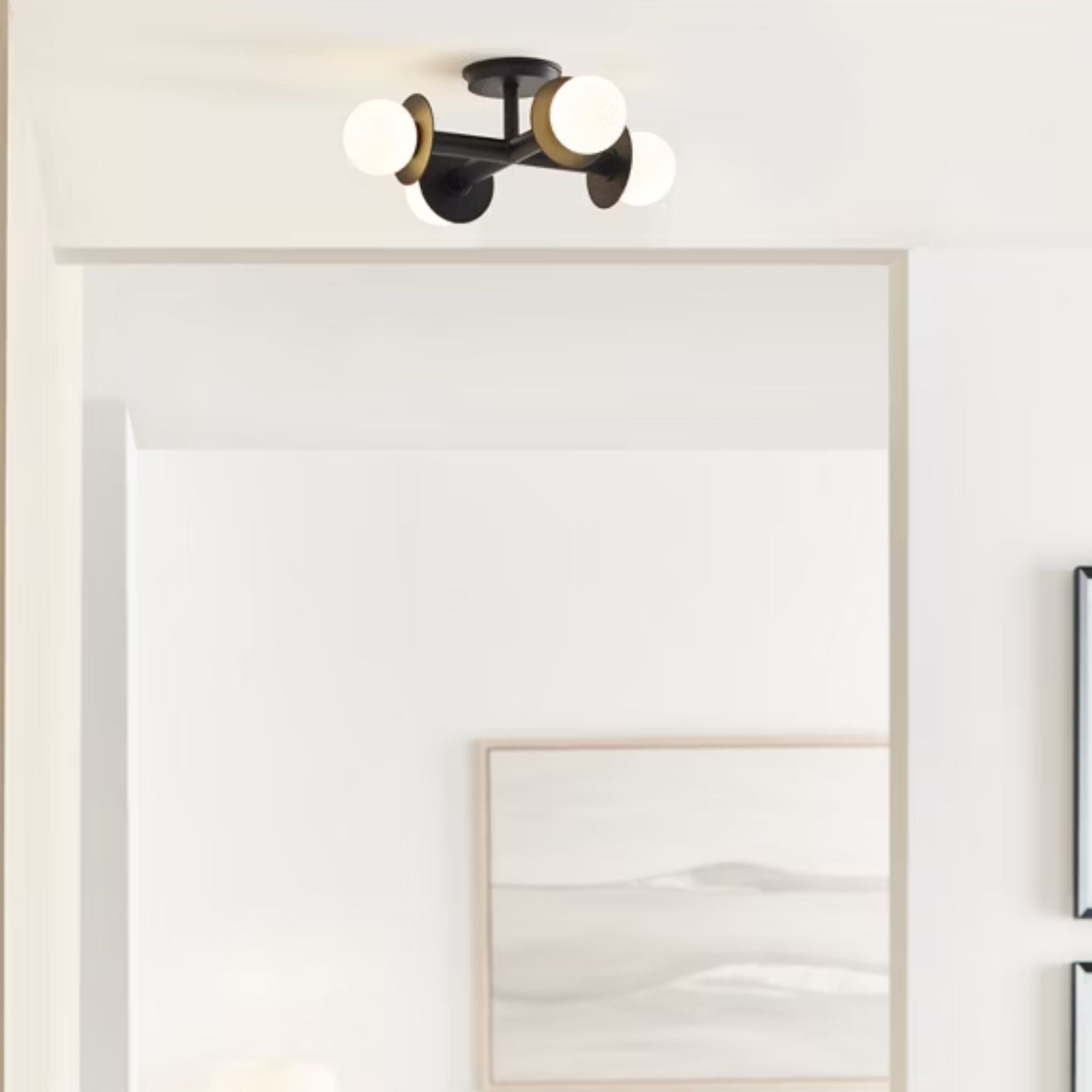 Nodes 18" 4-Light Semi Flush Mount, Midnight Black Finish