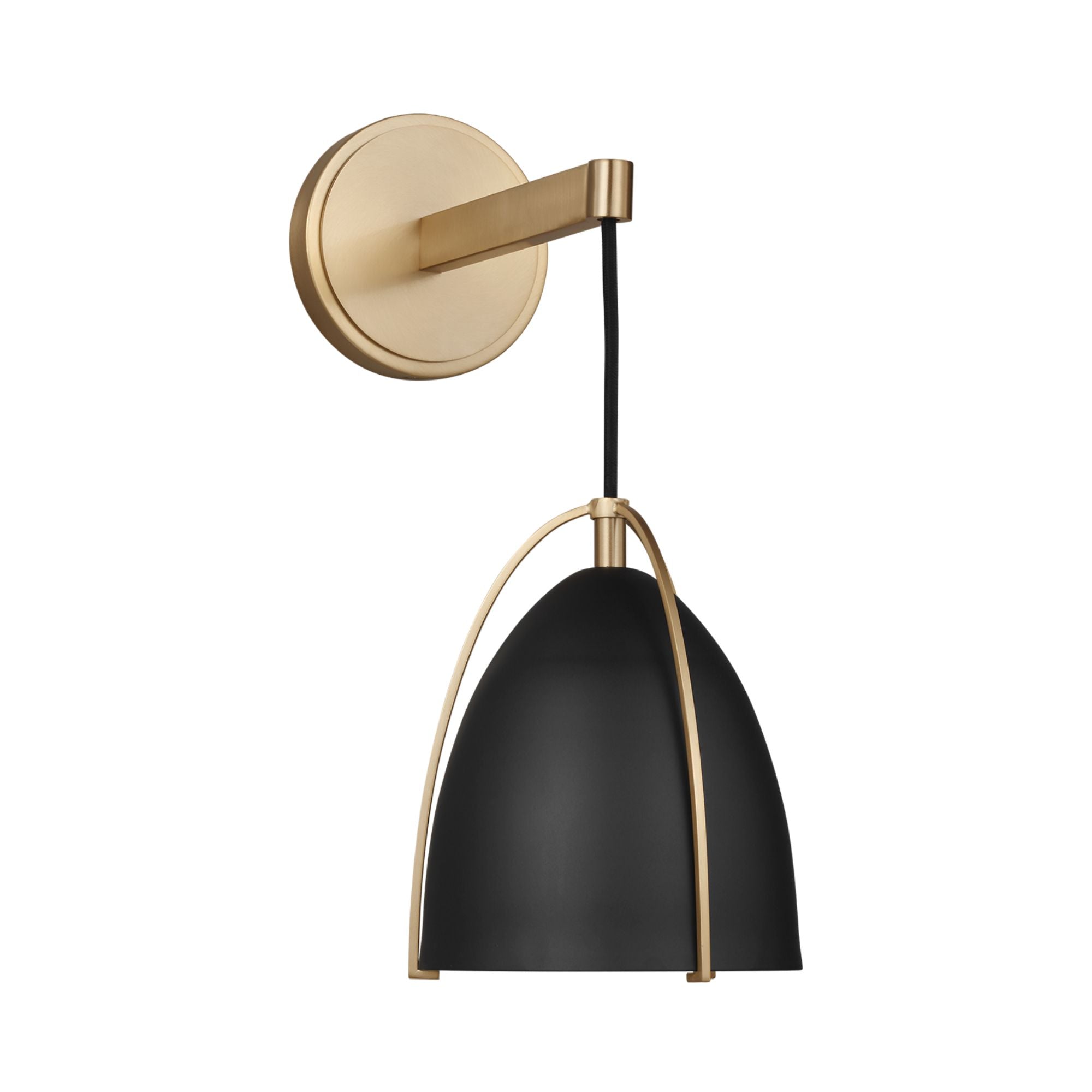Norman 15" Bath Sconce, Satin Brass Finish with Midnight Black Shade