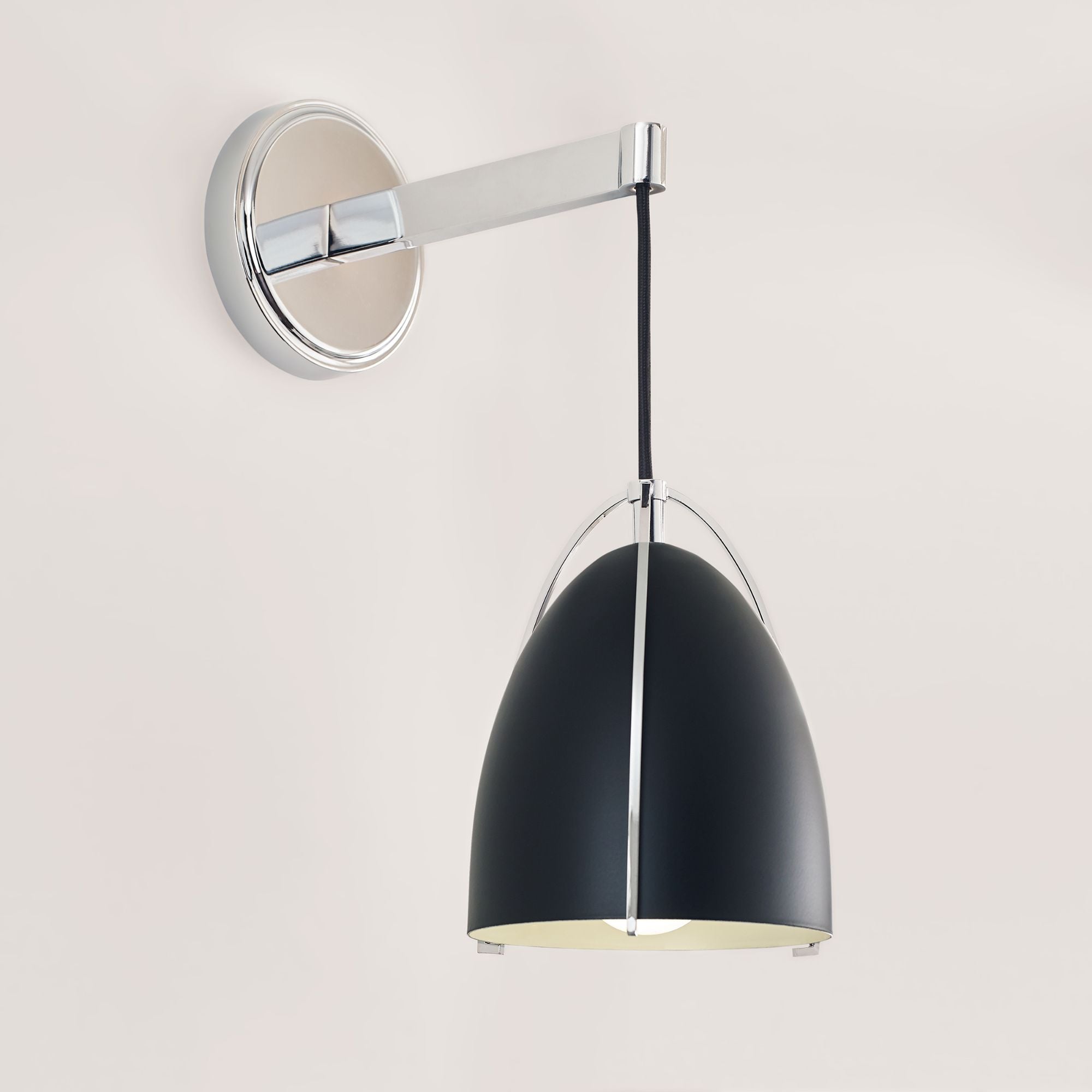 Norman 15" LED Bath Sconce, Chrome Finish with Midnight Black Shade