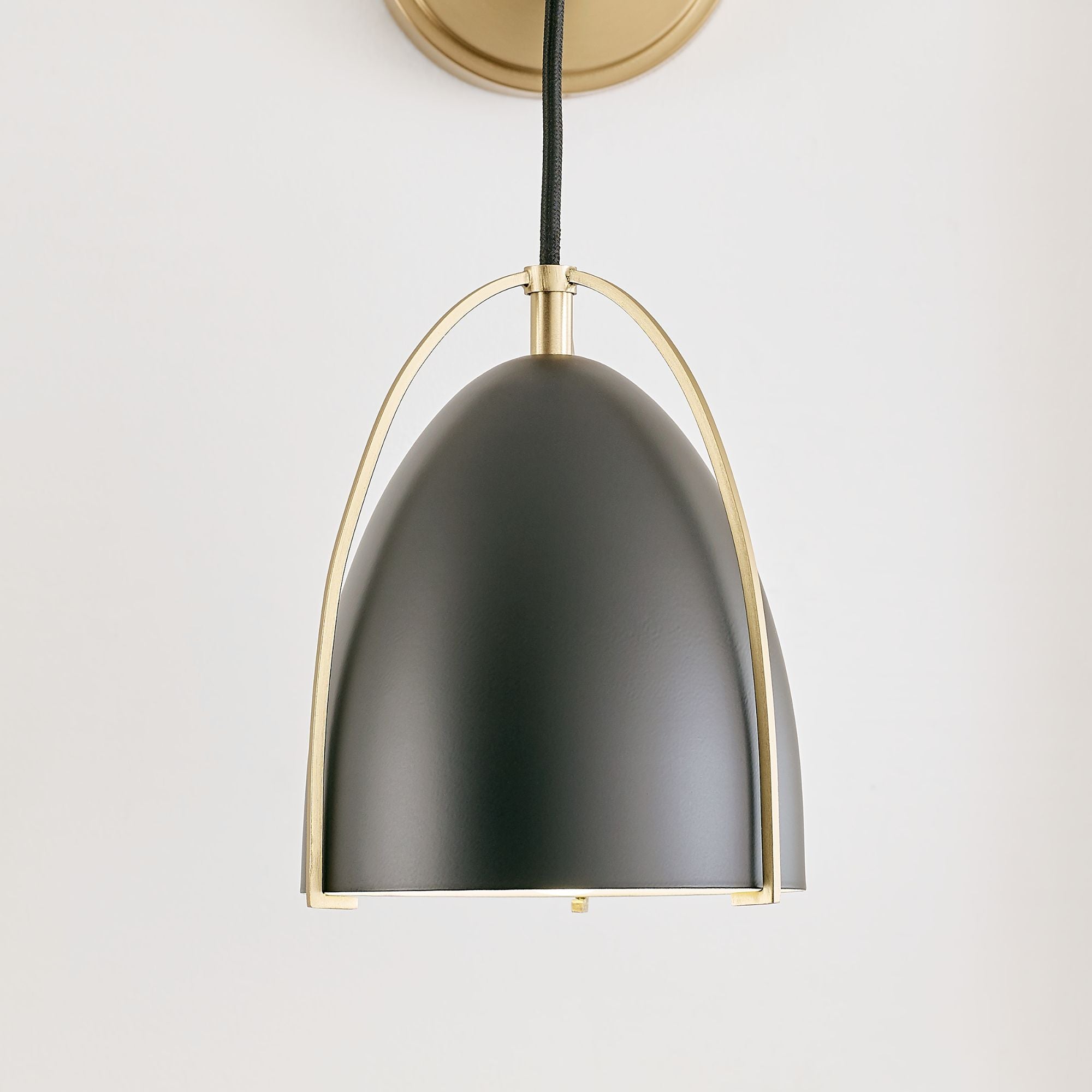 Norman 15" LED Bath Sconce, Satin Brass Finish with Midnight Black Shade