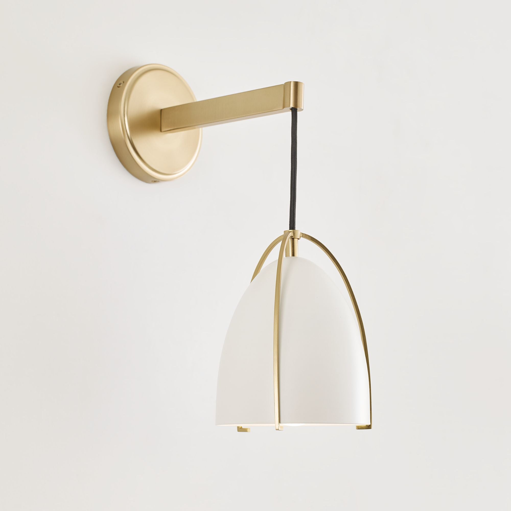 Norman 15" LED Bath Sconce, Satin Brass Finish with Matte White Shade