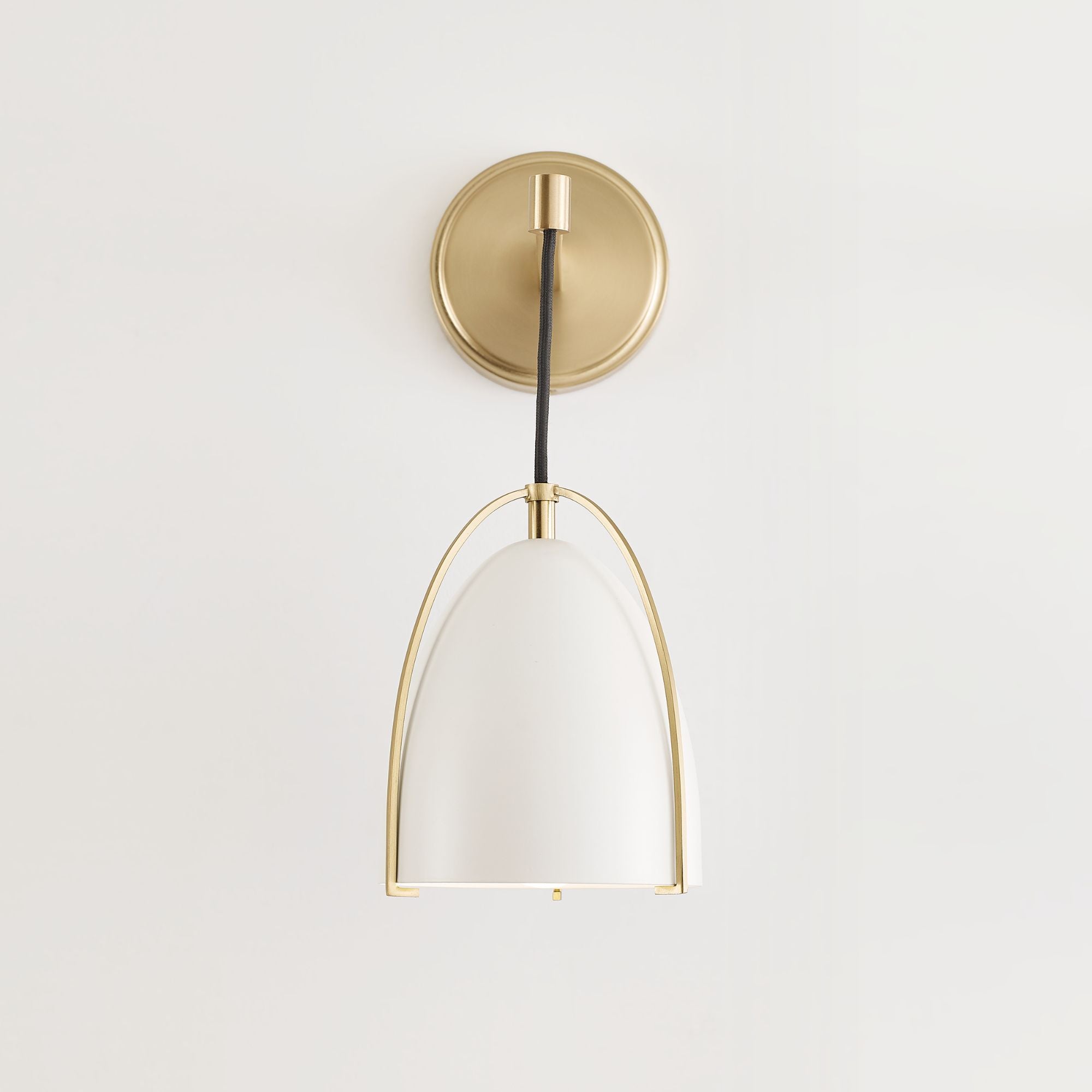Norman 15" LED Bath Sconce, Satin Brass Finish with Matte White Shade
