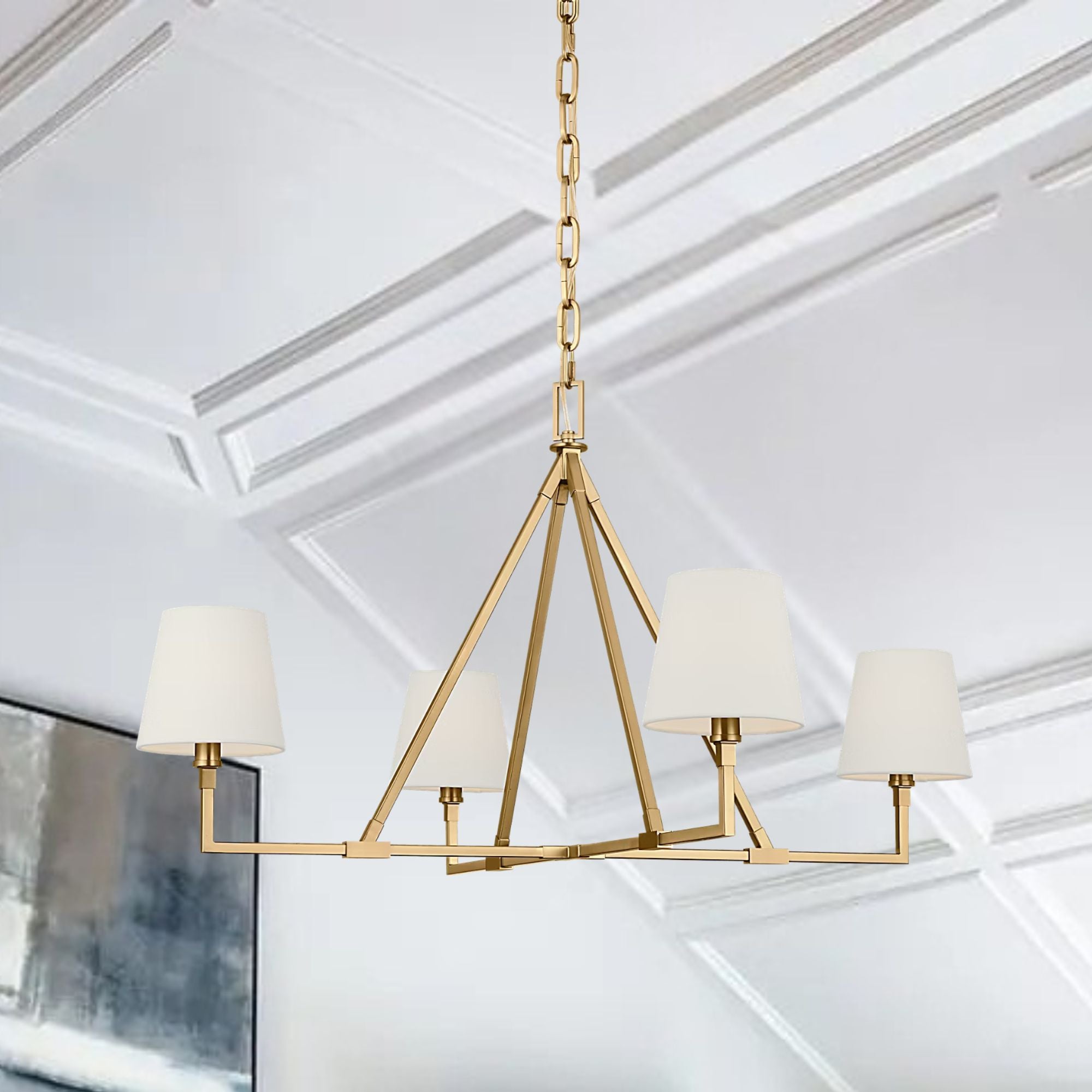 Perth 40" 4-Light X-Large Chandelier, Burnished Brass Finish