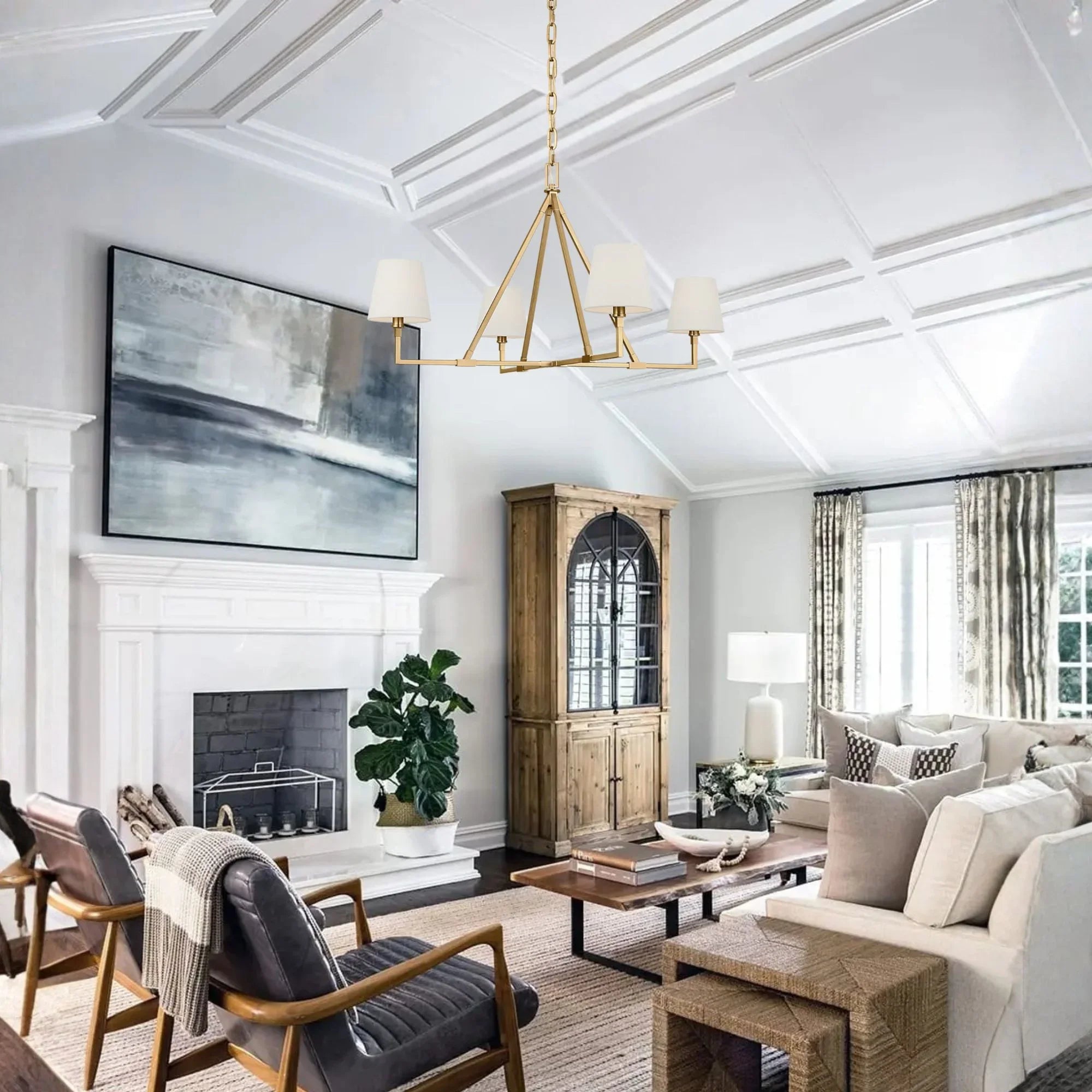 Visual Comfort Studio Perth 40 in. 4-Light Chandelier, Burnished Brass