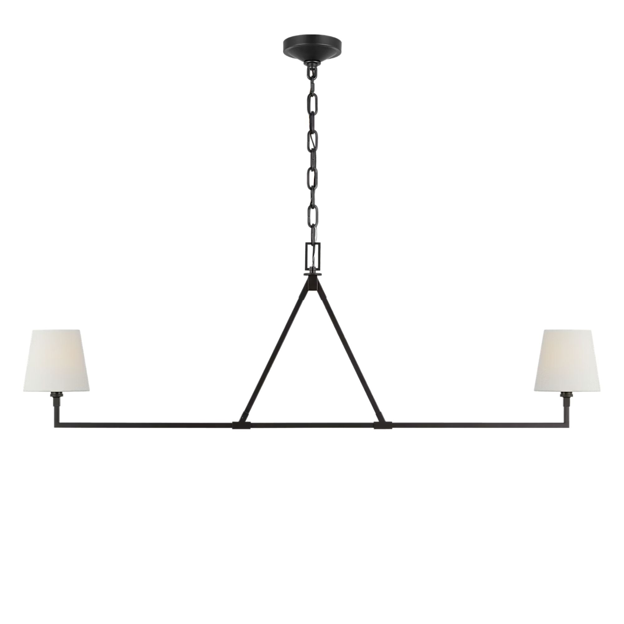 Perth 56" 2-Light Large Linear Chandelier, Aged Iron Finish