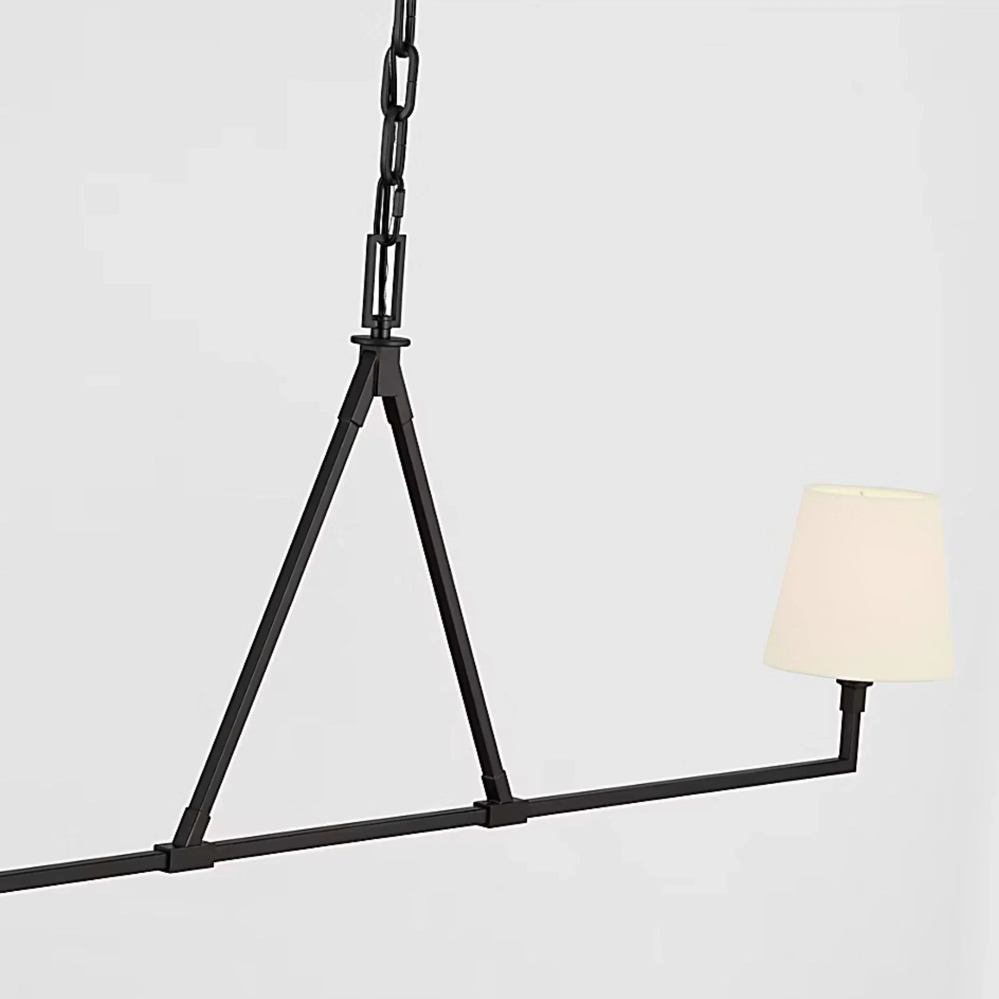 Perth 56" 2-Light Large Linear Chandelier, Aged Iron Finish