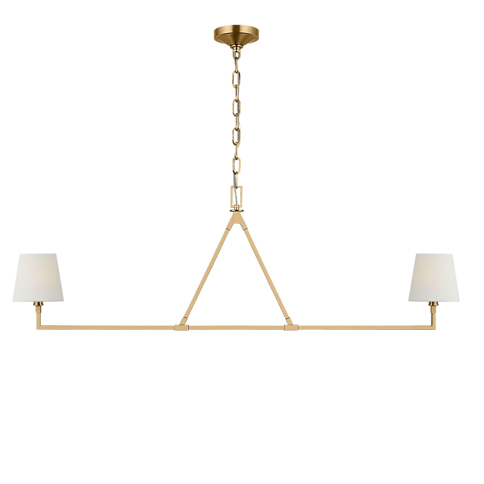 Perth 56" 2-Light Large Linear Chandelier, Burnished Brass Finish